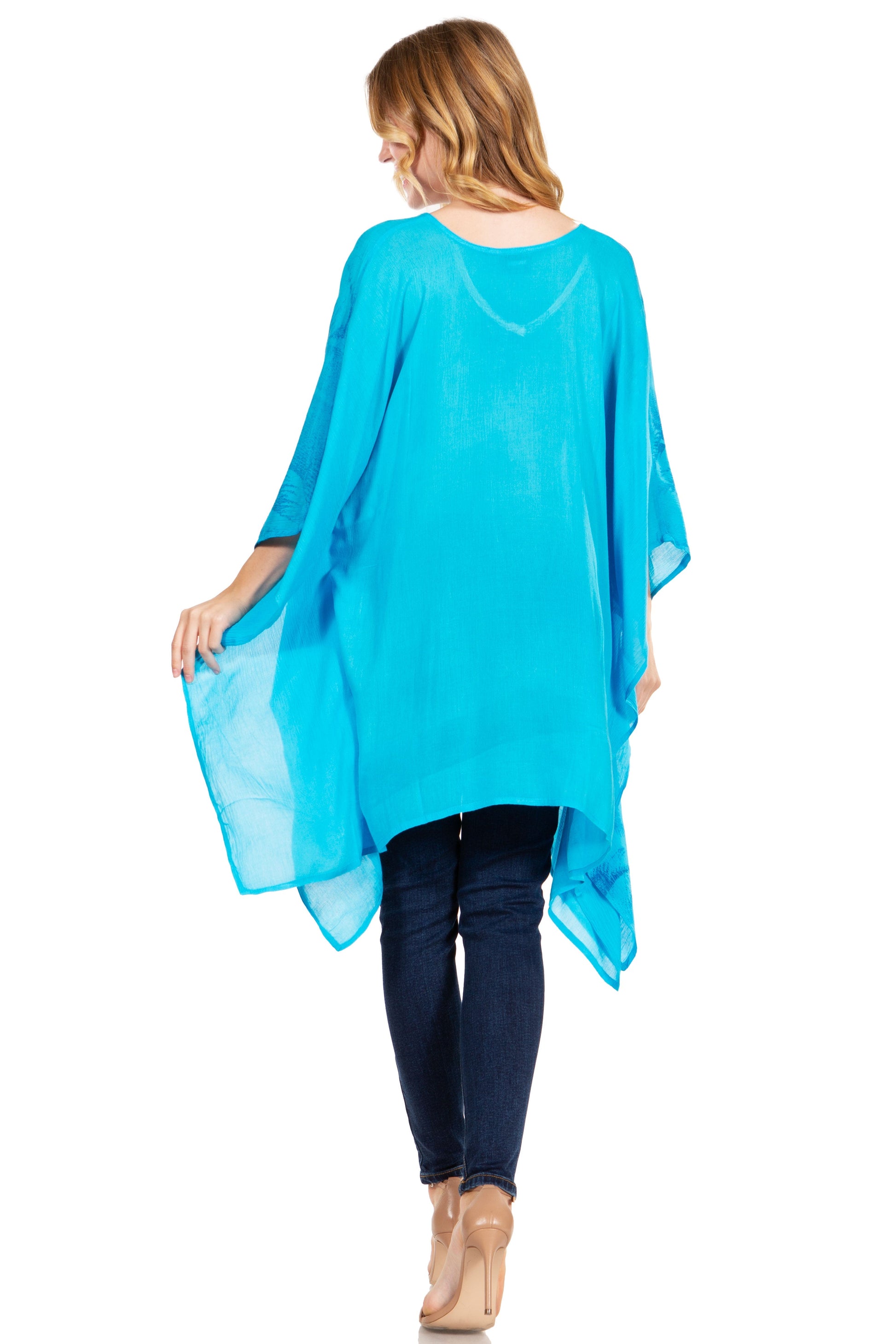Sakkas Adalwin Third Tie Dye Desert Sun Circle Ponch Tunic Top Blouse W/Embroidery - Concordia Style Boutique