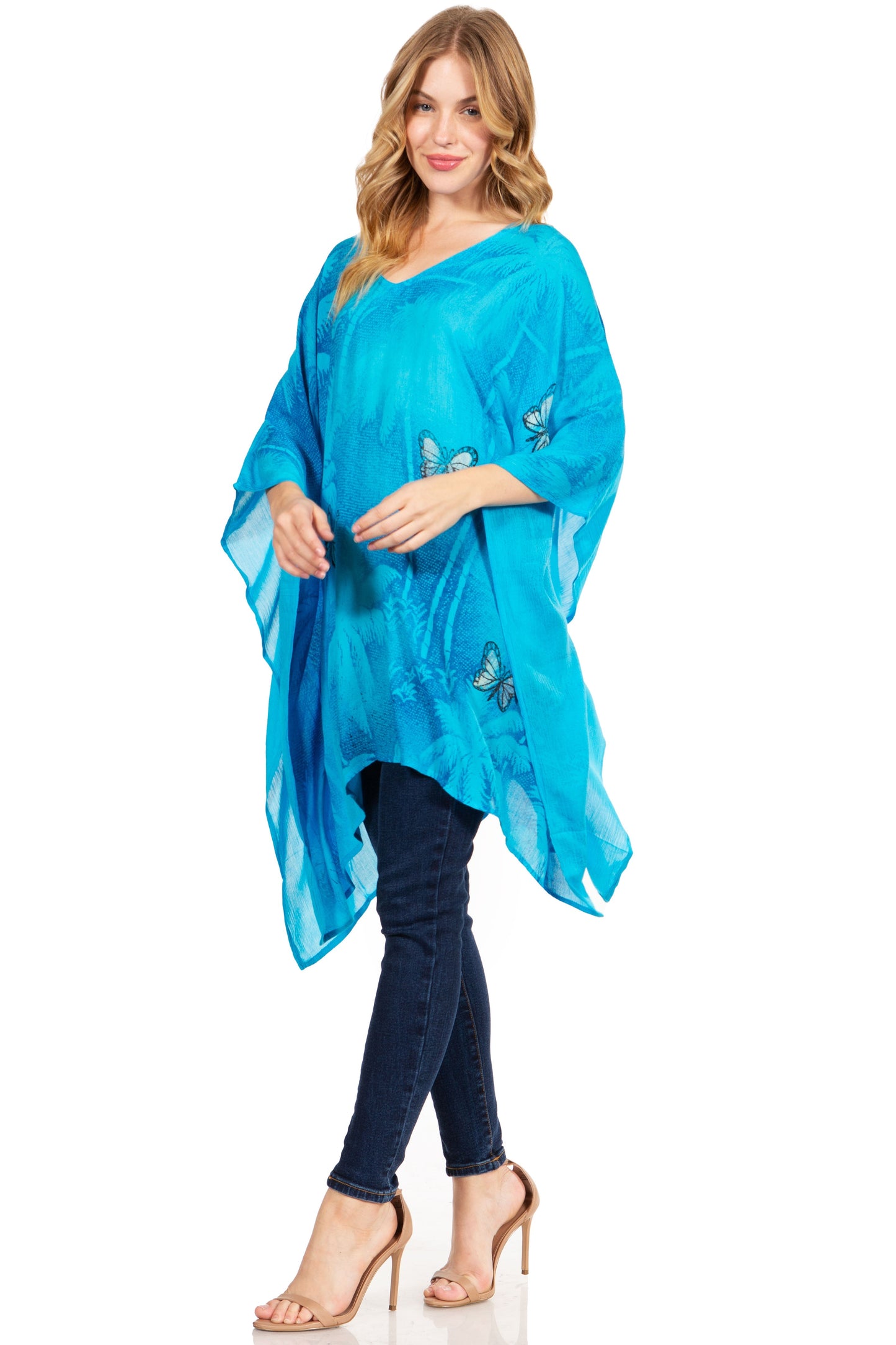 Sakkas Adalwin Third Tie Dye Desert Sun Circle Ponch Tunic Top Blouse W/Embroidery - Concordia Style Boutique