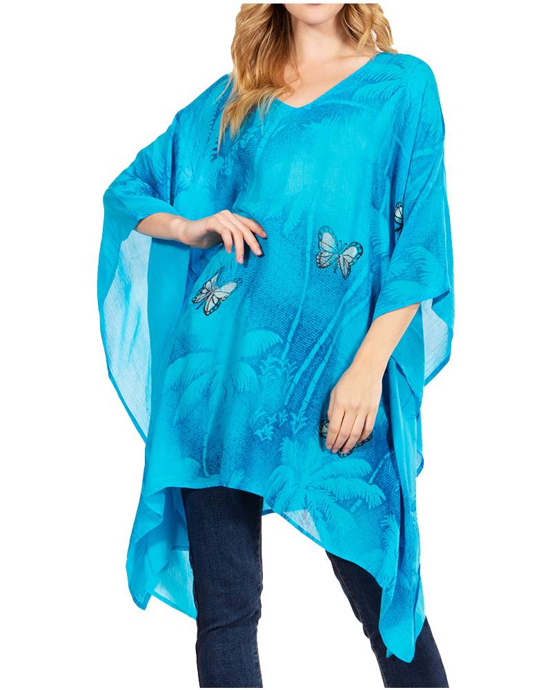 Sakkas Adalwin Third Tie Dye Desert Sun Circle Ponch Tunic Top Blouse W/Embroidery - Concordia Style Boutique