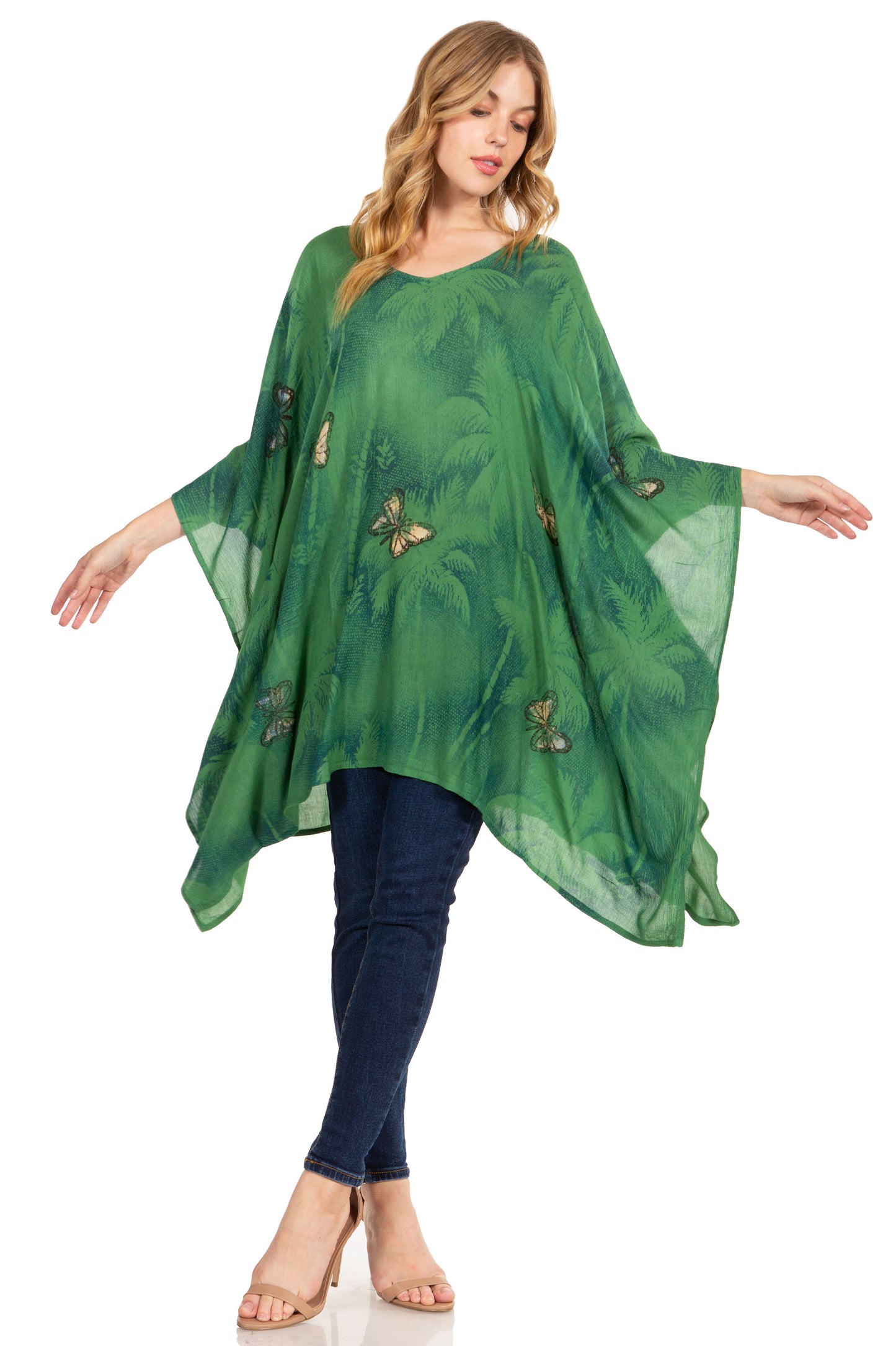 Sakkas Adalwin Third Tie Dye Desert Sun Circle Ponch Tunic Top Blouse W/Embroidery - Concordia Style Boutique