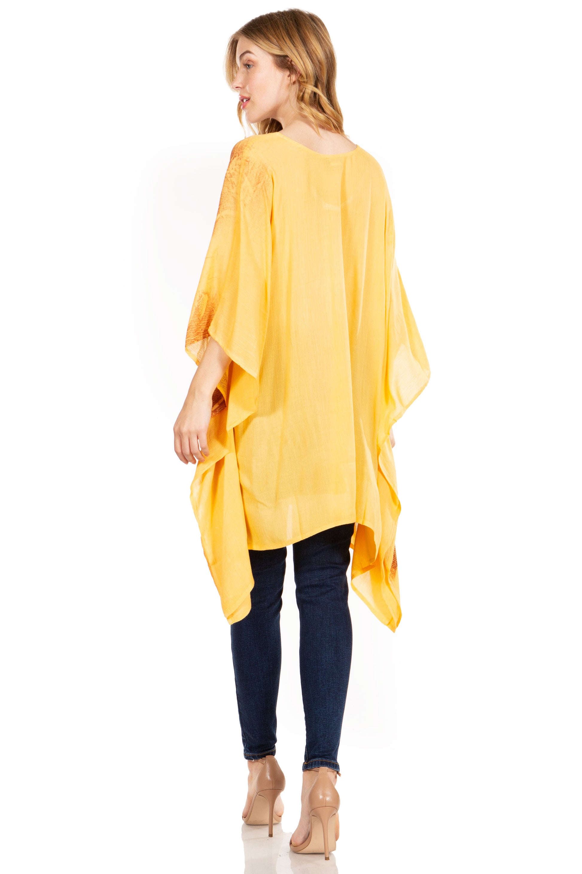 Sakkas Adalwin Third Tie Dye Desert Sun Circle Ponch Tunic Top Blouse W/Embroidery - Concordia Style Boutique