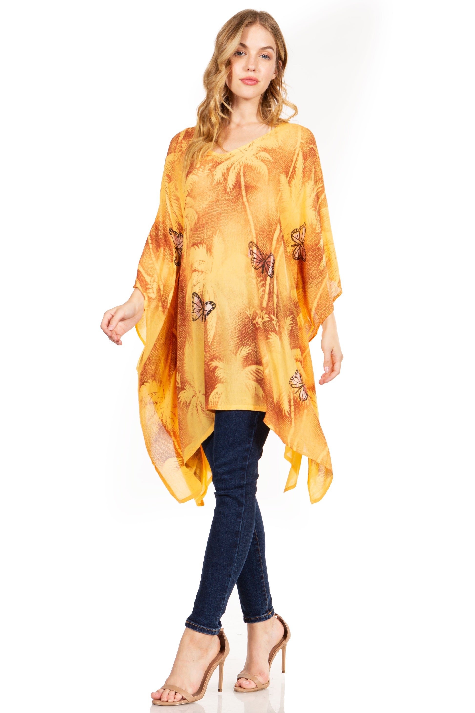 Sakkas Adalwin Third Tie Dye Desert Sun Circle Ponch Tunic Top Blouse W/Embroidery - Concordia Style Boutique