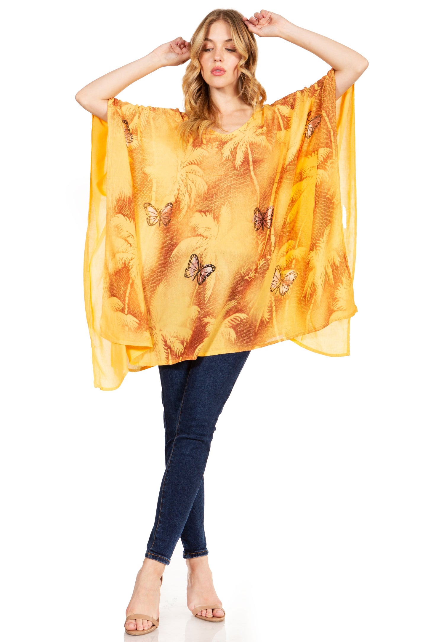 Sakkas Adalwin Third Tie Dye Desert Sun Circle Ponch Tunic Top Blouse W/Embroidery - Concordia Style Boutique
