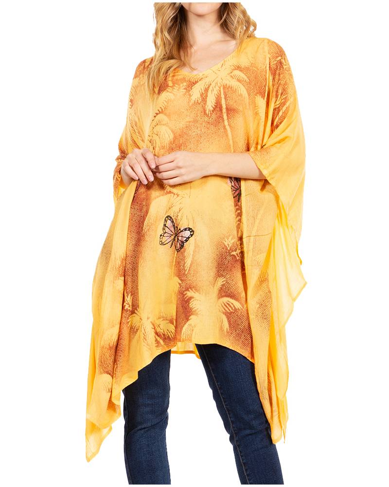 Sakkas Adalwin Third Tie Dye Desert Sun Circle Ponch Tunic Top Blouse W/Embroidery - Concordia Style Boutique