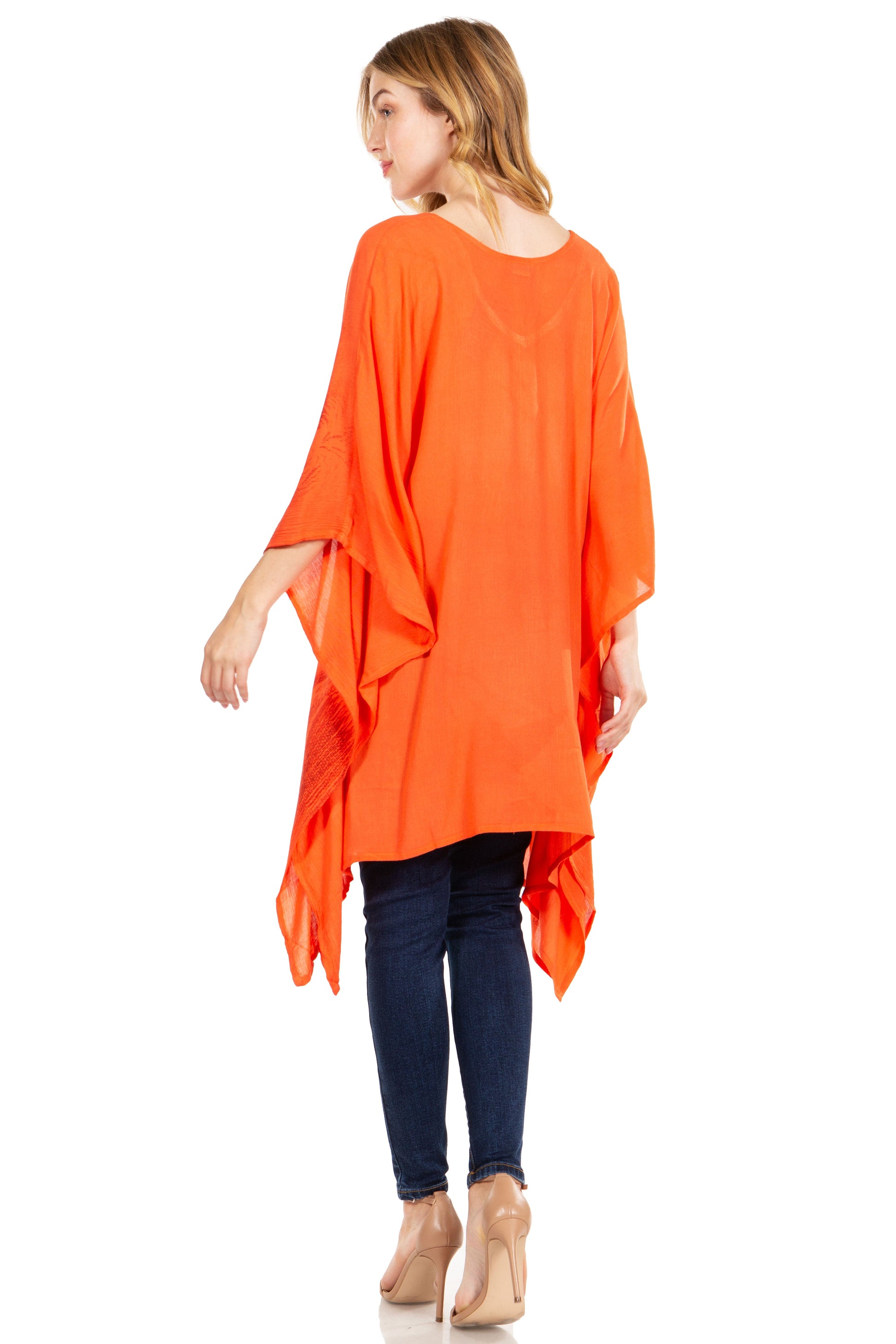 Sakkas Adalwin Third Tie Dye Desert Sun Circle Ponch Tunic Top Blouse W/Embroidery - Concordia Style Boutique