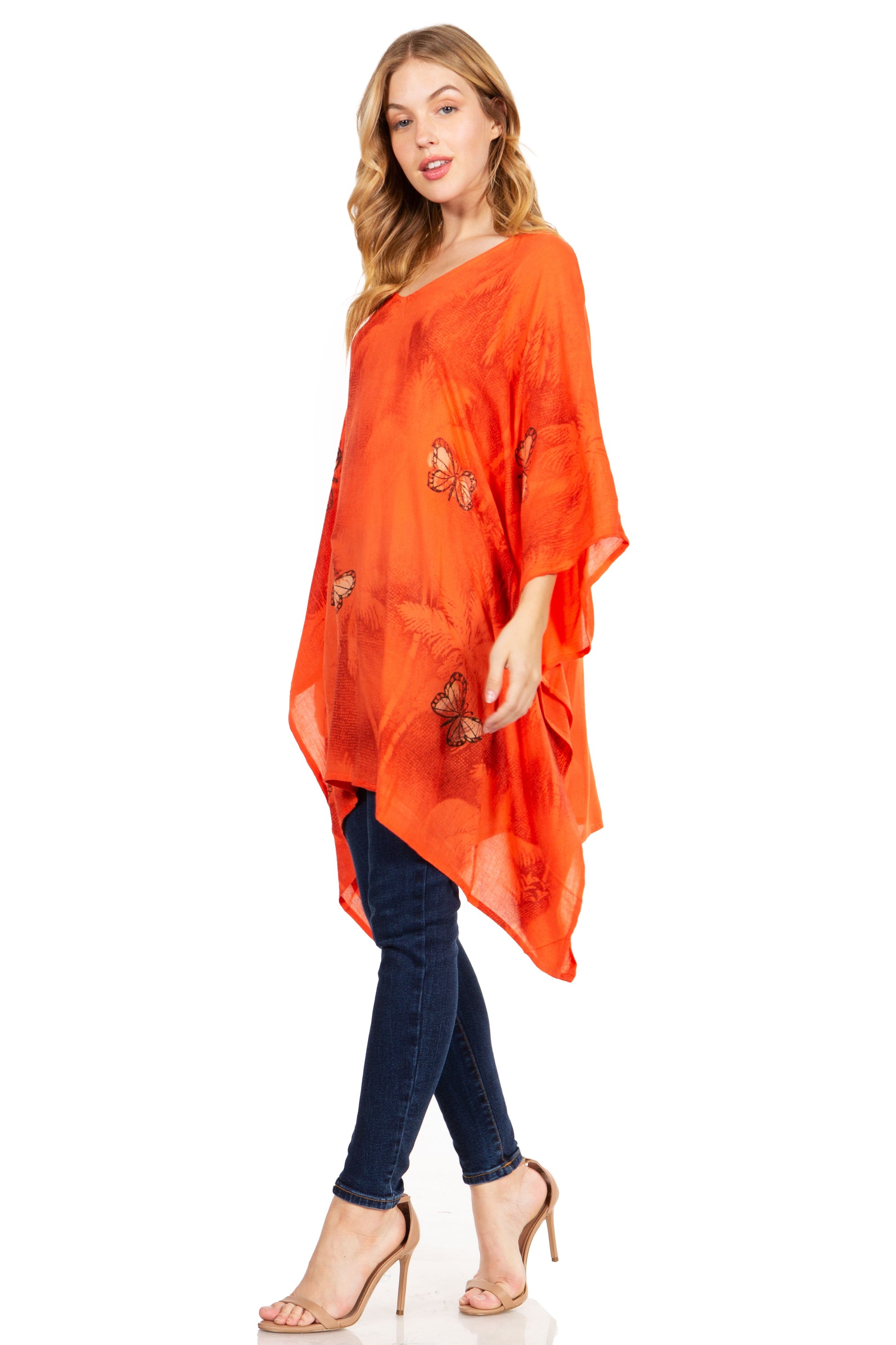 Sakkas Adalwin Third Tie Dye Desert Sun Circle Ponch Tunic Top Blouse W/Embroidery - Concordia Style Boutique