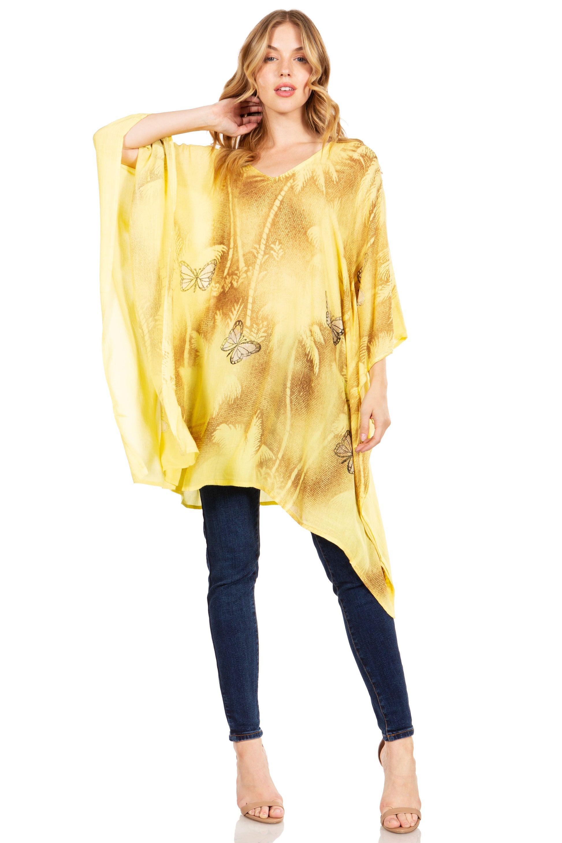 Sakkas Adalwin Third Tie Dye Desert Sun Circle Ponch Tunic Top Blouse W/Embroidery - Concordia Style Boutique