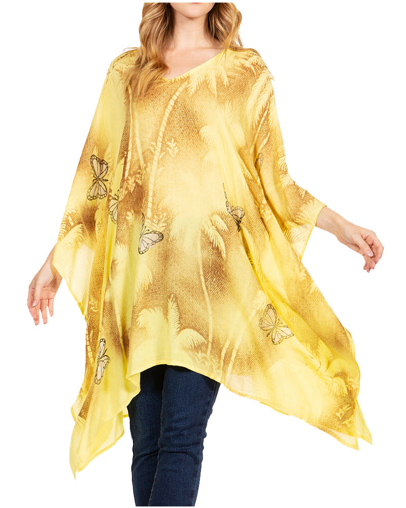 Sakkas Adalwin Third Tie Dye Desert Sun Circle Ponch Tunic Top Blouse W/Embroidery - Concordia Style Boutique