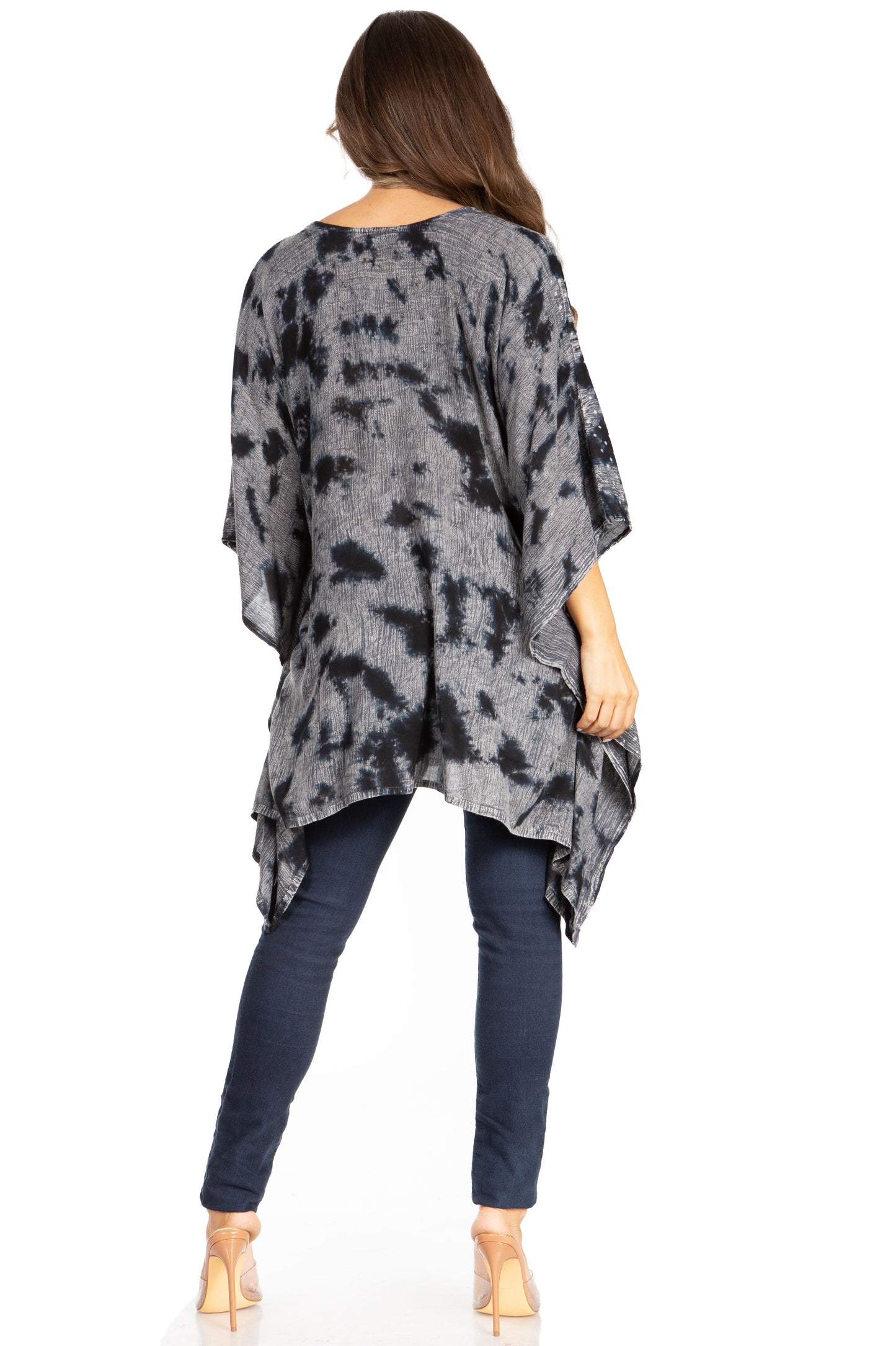 Sakkas Adalwin Third Tie Dye Desert Sun Circle Ponch Tunic Top Blouse W/Embroidery - Concordia Style Boutique