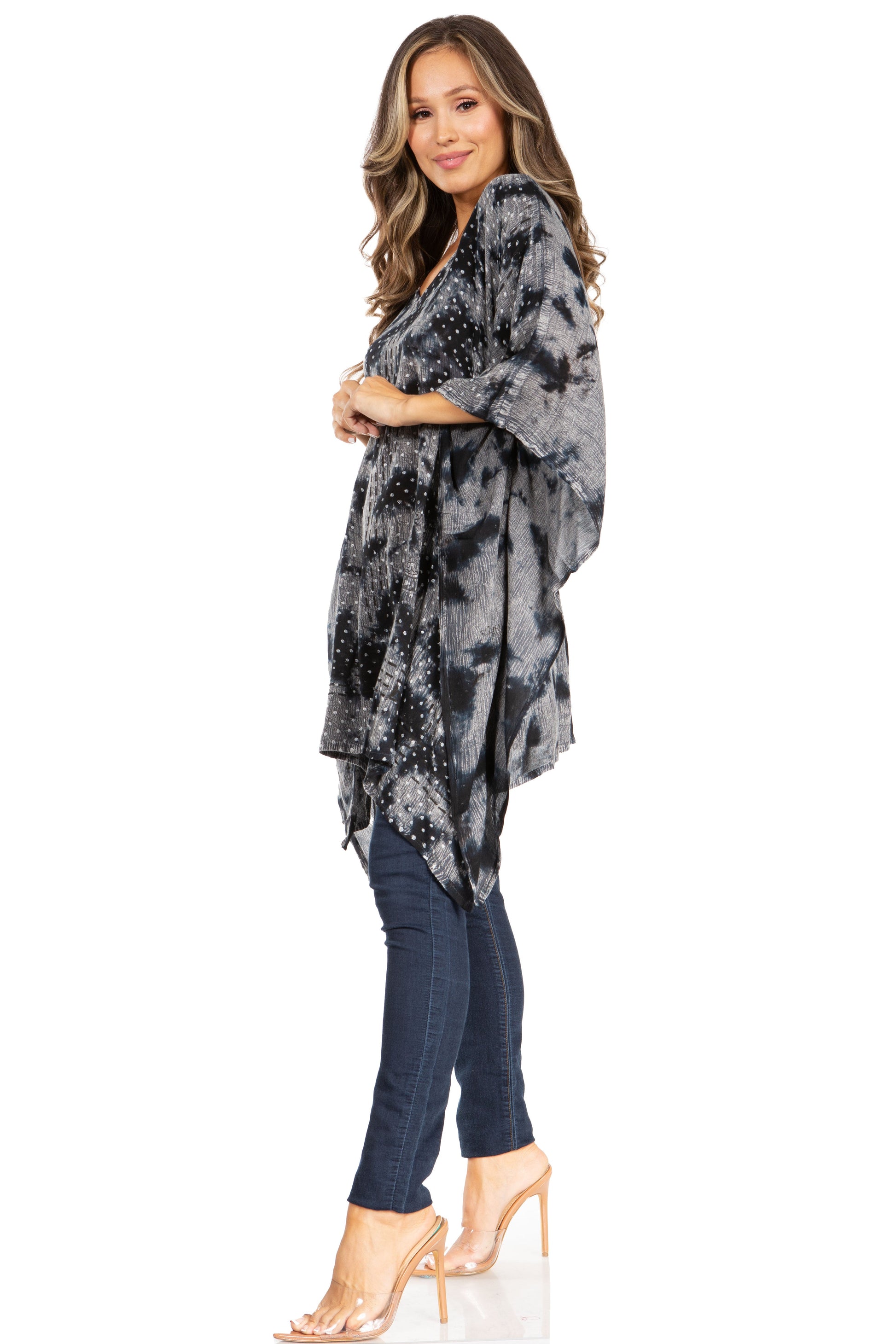 Sakkas Adalwin Third Tie Dye Desert Sun Circle Ponch Tunic Top Blouse W/Embroidery - Concordia Style Boutique