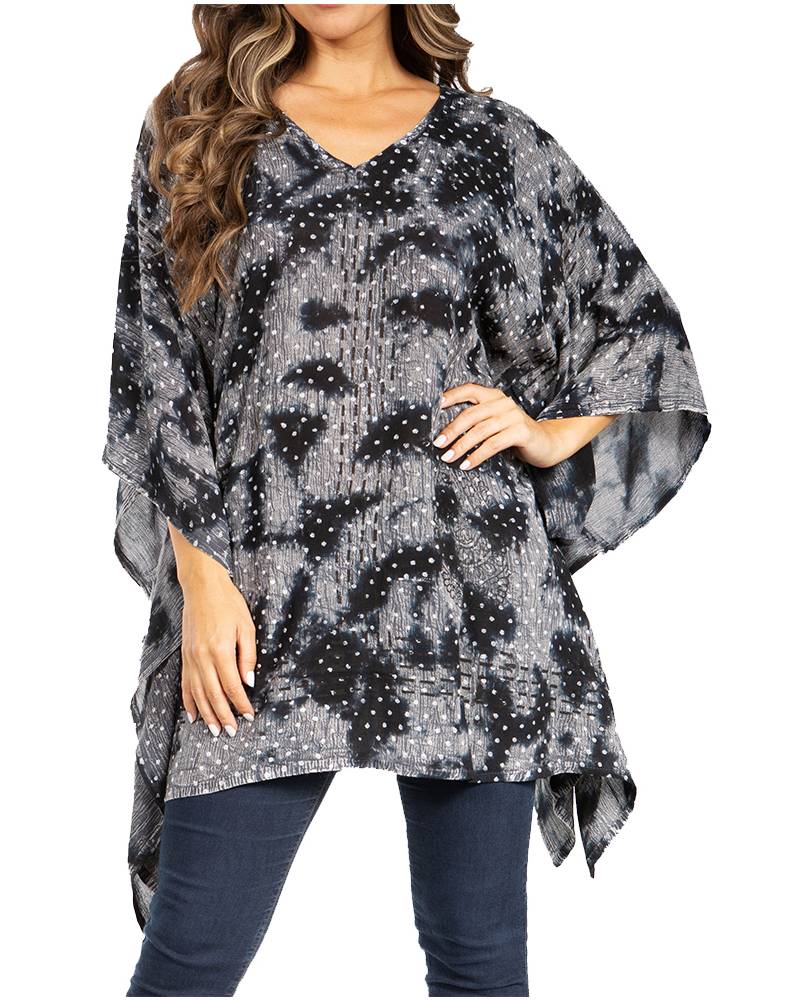 Sakkas Adalwin Third Tie Dye Desert Sun Circle Ponch Tunic Top Blouse W/Embroidery - Concordia Style Boutique