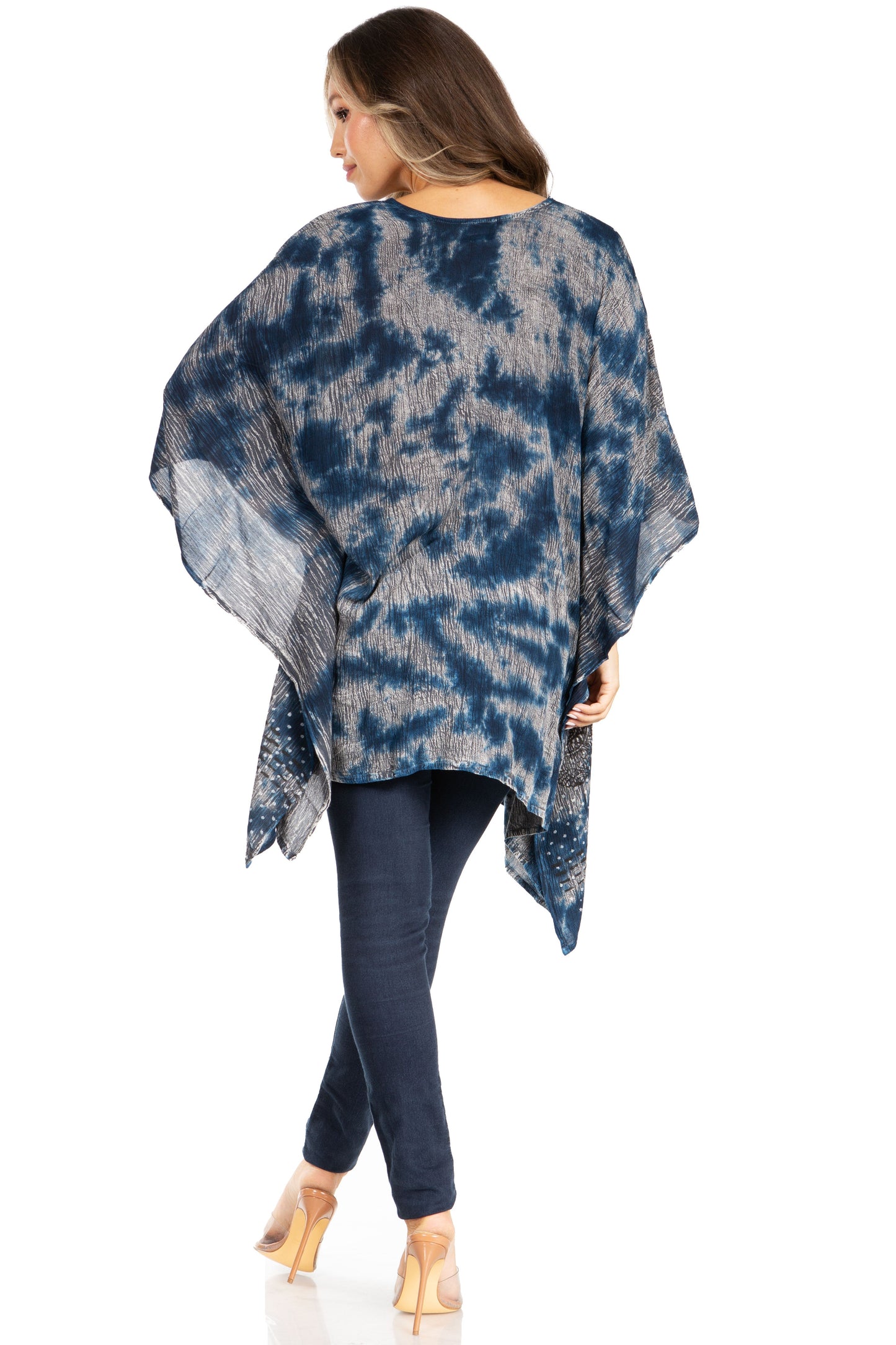 Sakkas Adalwin Third Tie Dye Desert Sun Circle Ponch Tunic Top Blouse W/Embroidery - Concordia Style Boutique
