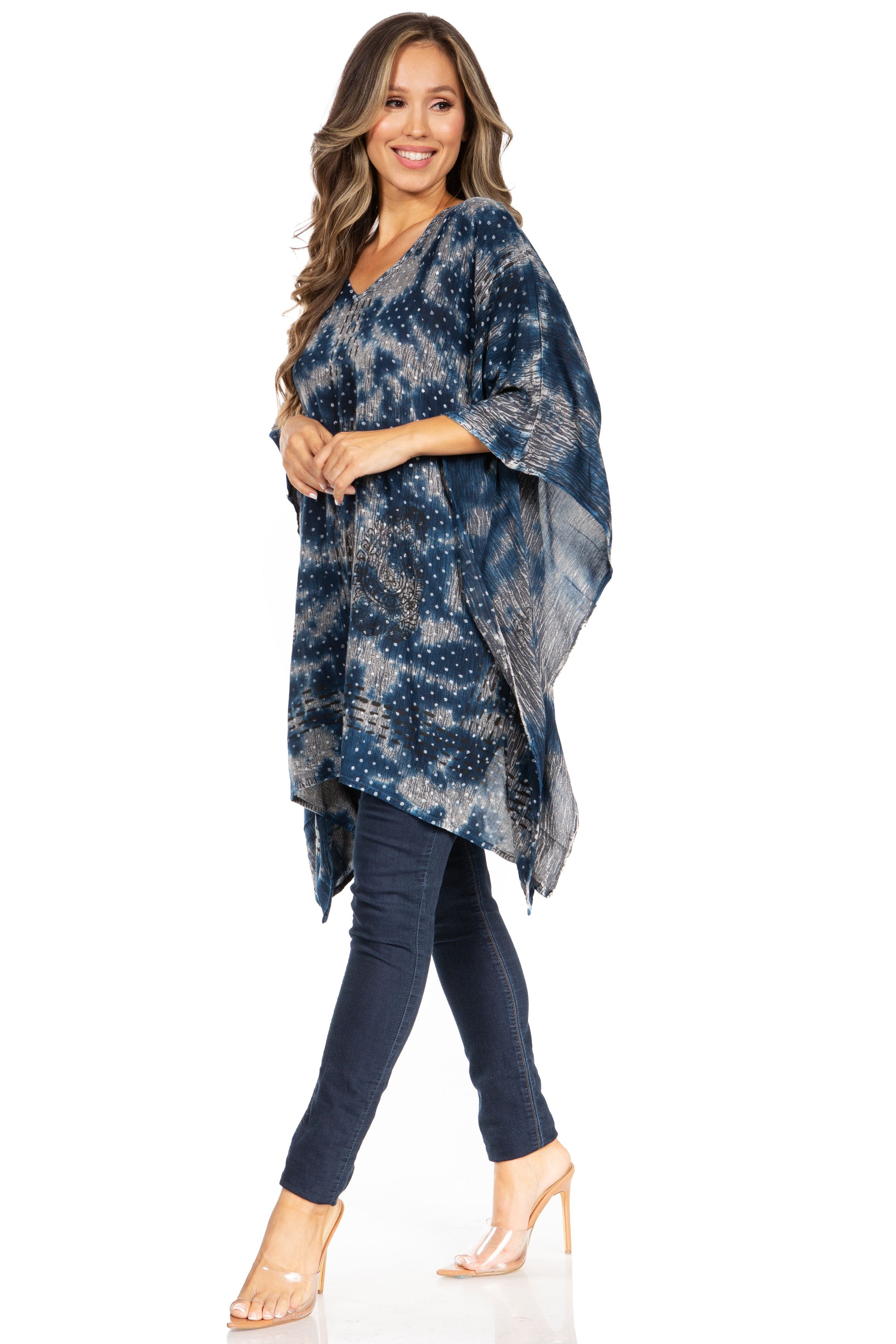 Sakkas Adalwin Third Tie Dye Desert Sun Circle Ponch Tunic Top Blouse W/Embroidery - Concordia Style Boutique