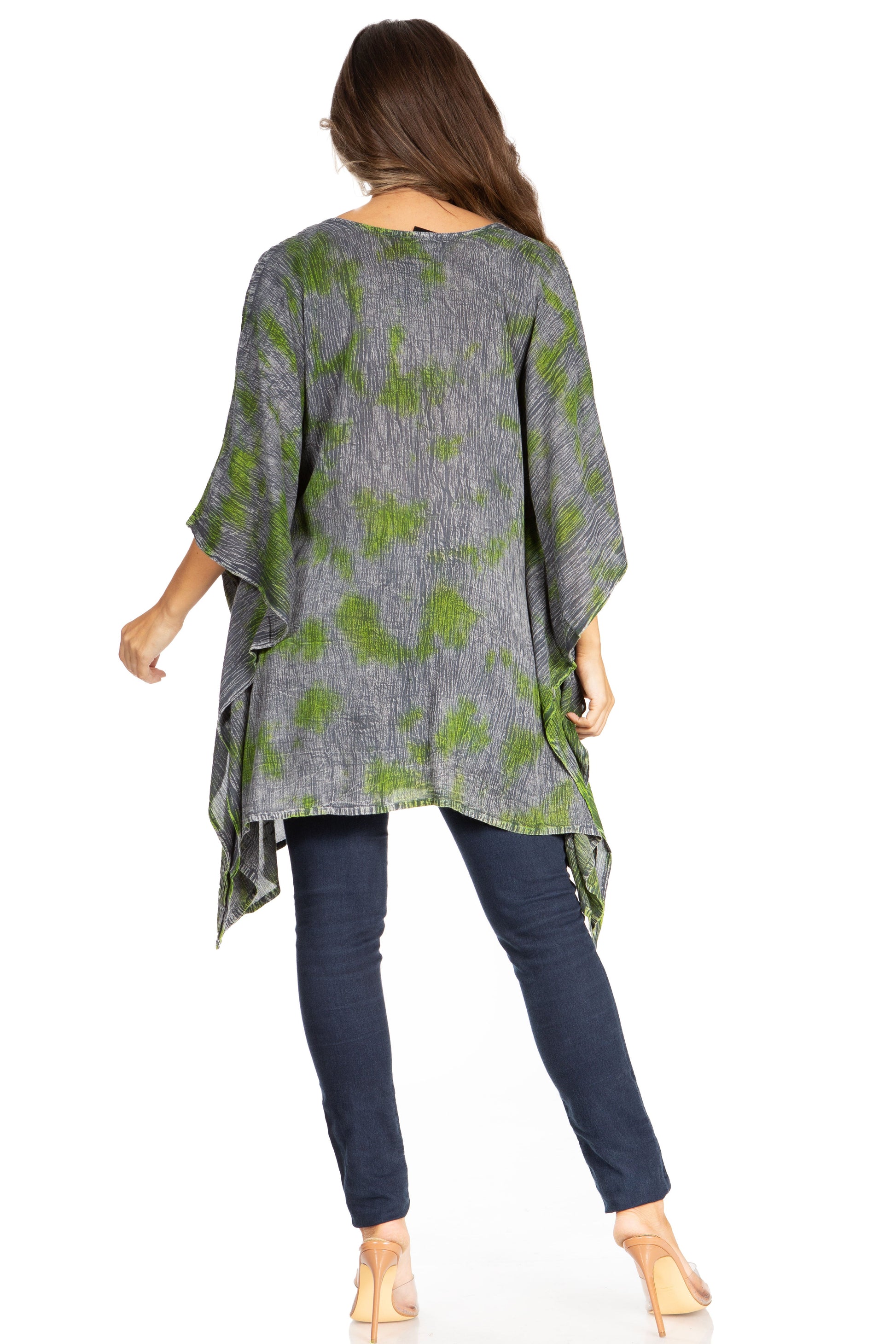 Sakkas Adalwin Third Tie Dye Desert Sun Circle Ponch Tunic Top Blouse W/Embroidery - Concordia Style Boutique