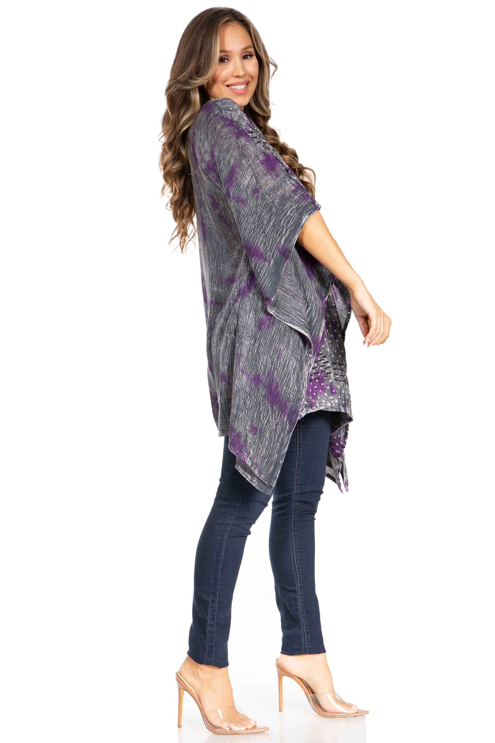 Sakkas Adalwin Third Tie Dye Desert Sun Circle Ponch Tunic Top Blouse W/Embroidery - Concordia Style Boutique