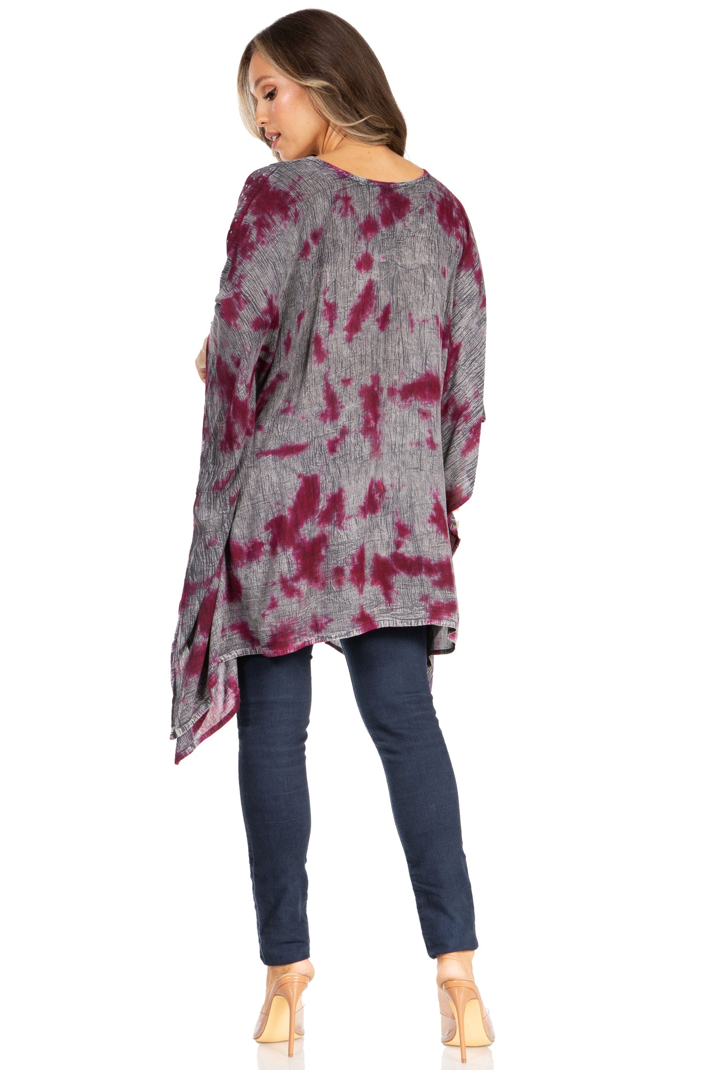 Sakkas Adalwin Third Tie Dye Desert Sun Circle Ponch Tunic Top Blouse W/Embroidery - Concordia Style Boutique