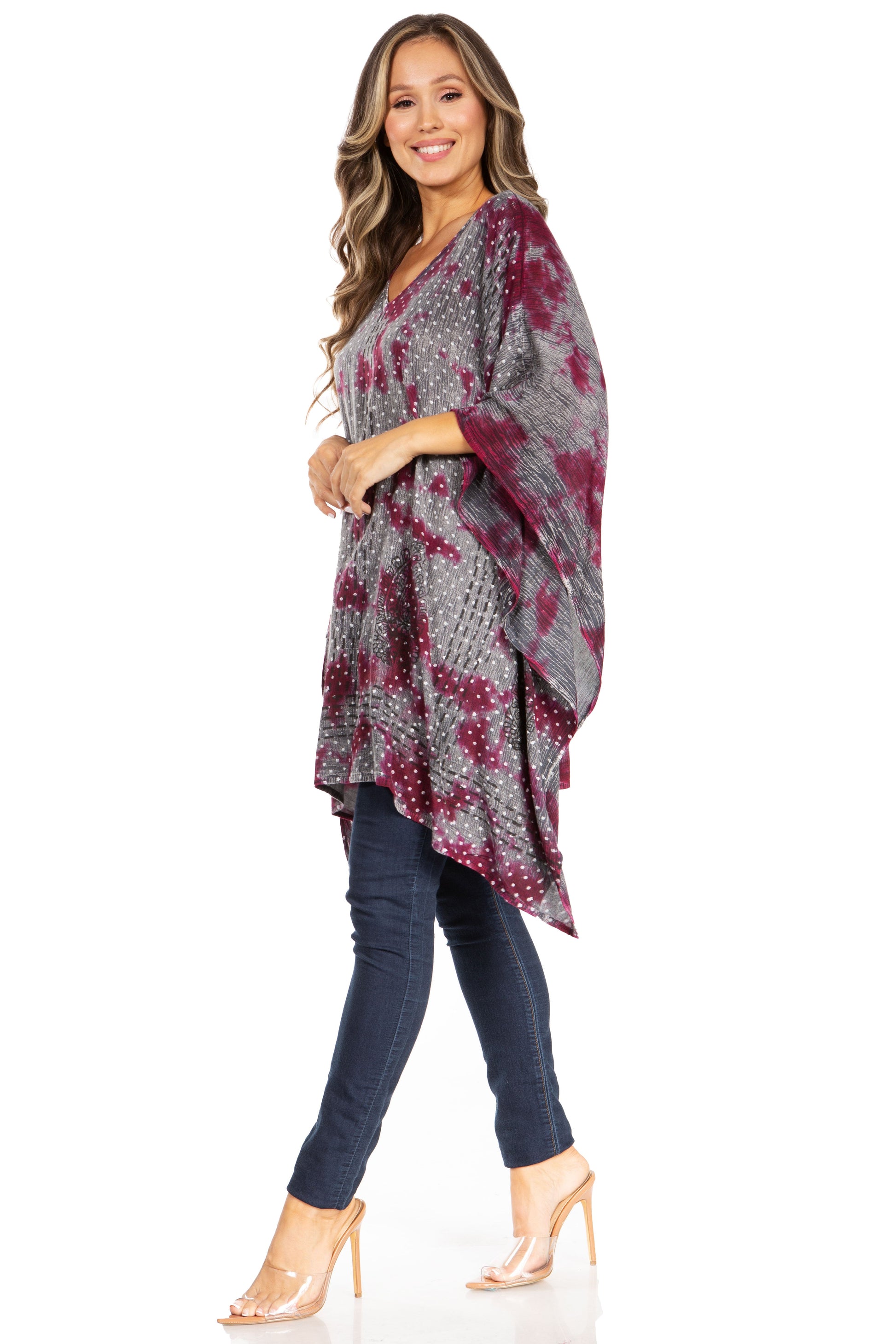 Sakkas Adalwin Third Tie Dye Desert Sun Circle Ponch Tunic Top Blouse W/Embroidery - Concordia Style Boutique