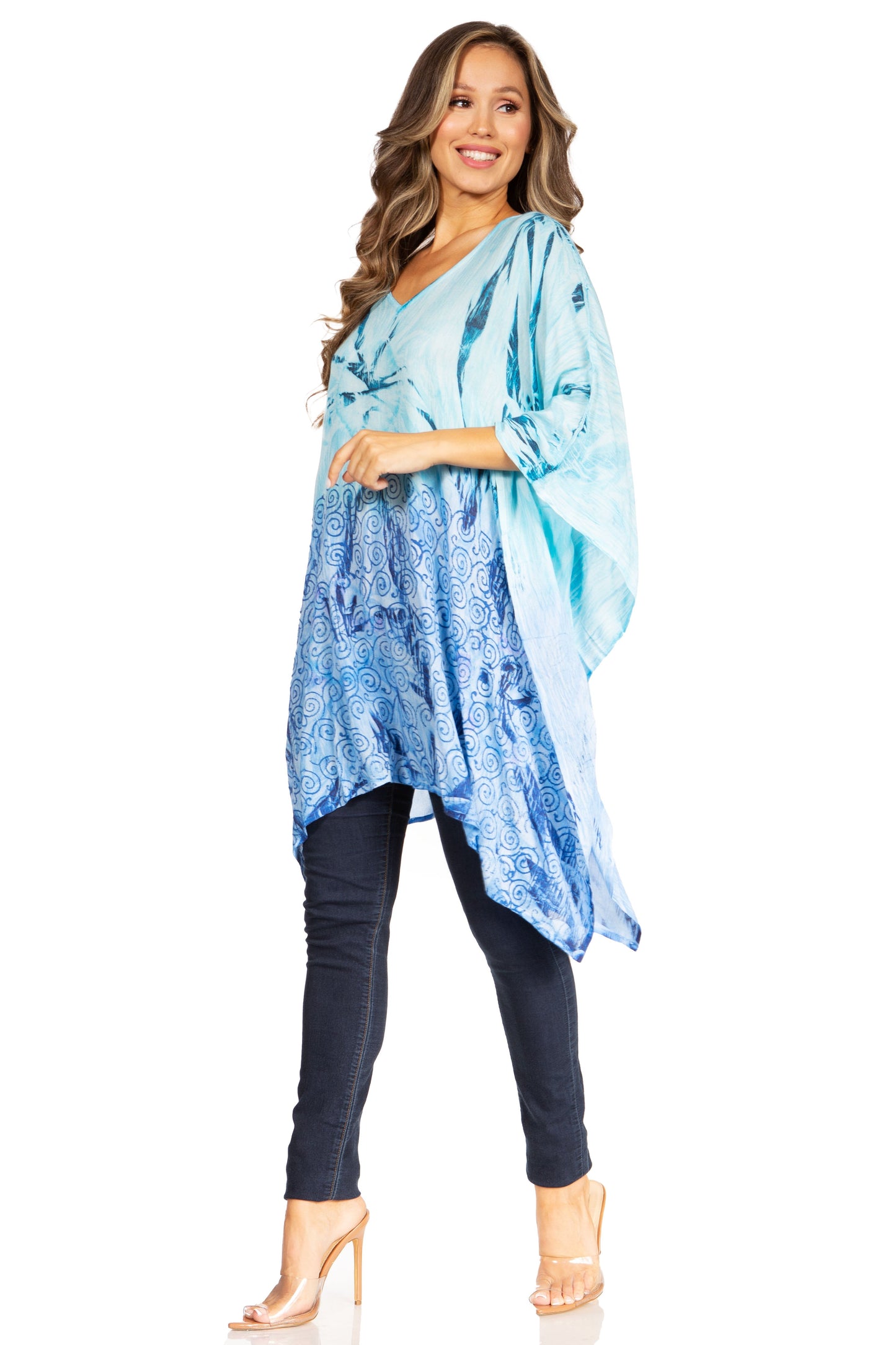 Sakkas Adalwin Third Tie Dye Desert Sun Circle Ponch Tunic Top Blouse W/Embroidery - Concordia Style Boutique