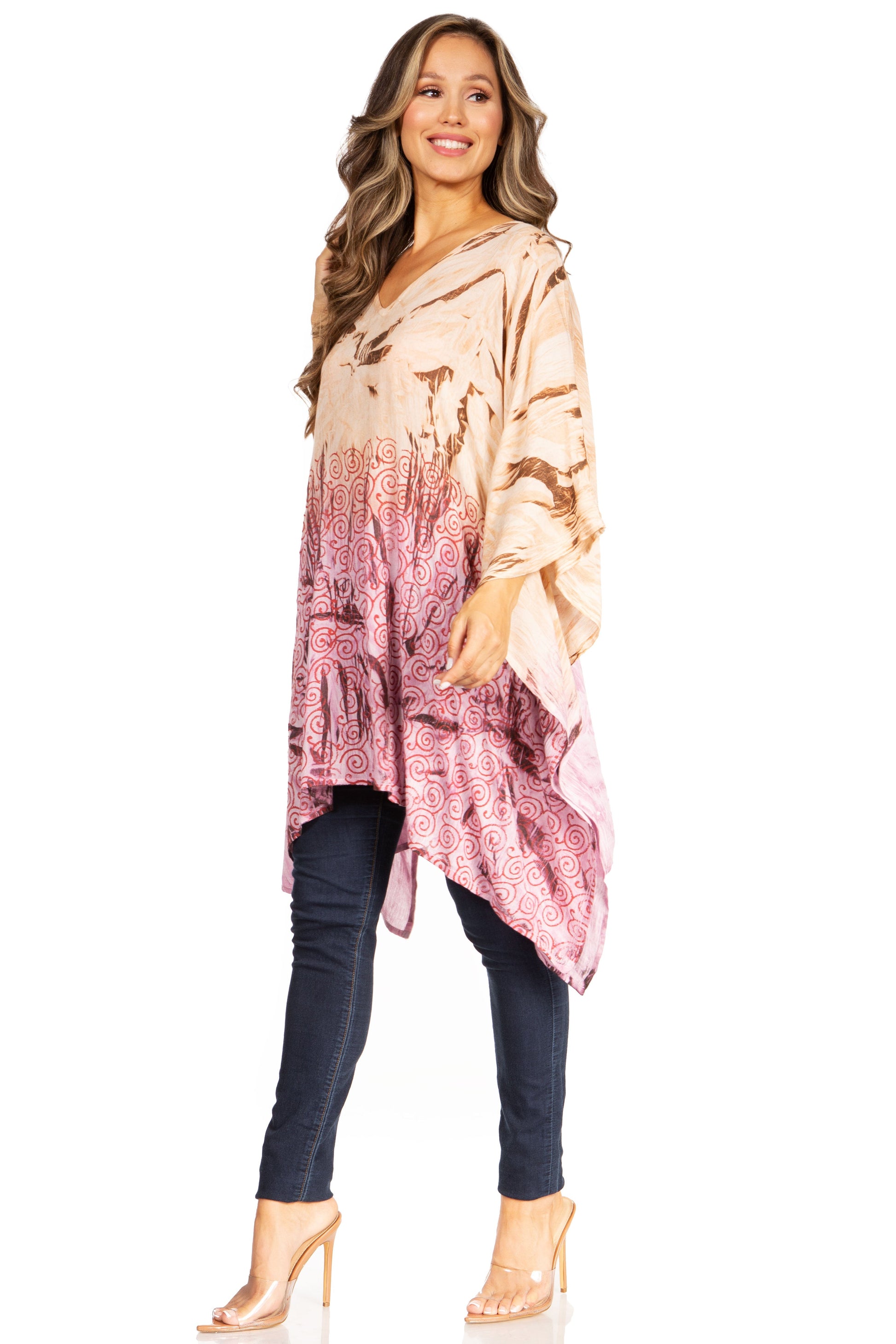 Sakkas Adalwin Third Tie Dye Desert Sun Circle Ponch Tunic Top Blouse W/Embroidery - Concordia Style Boutique
