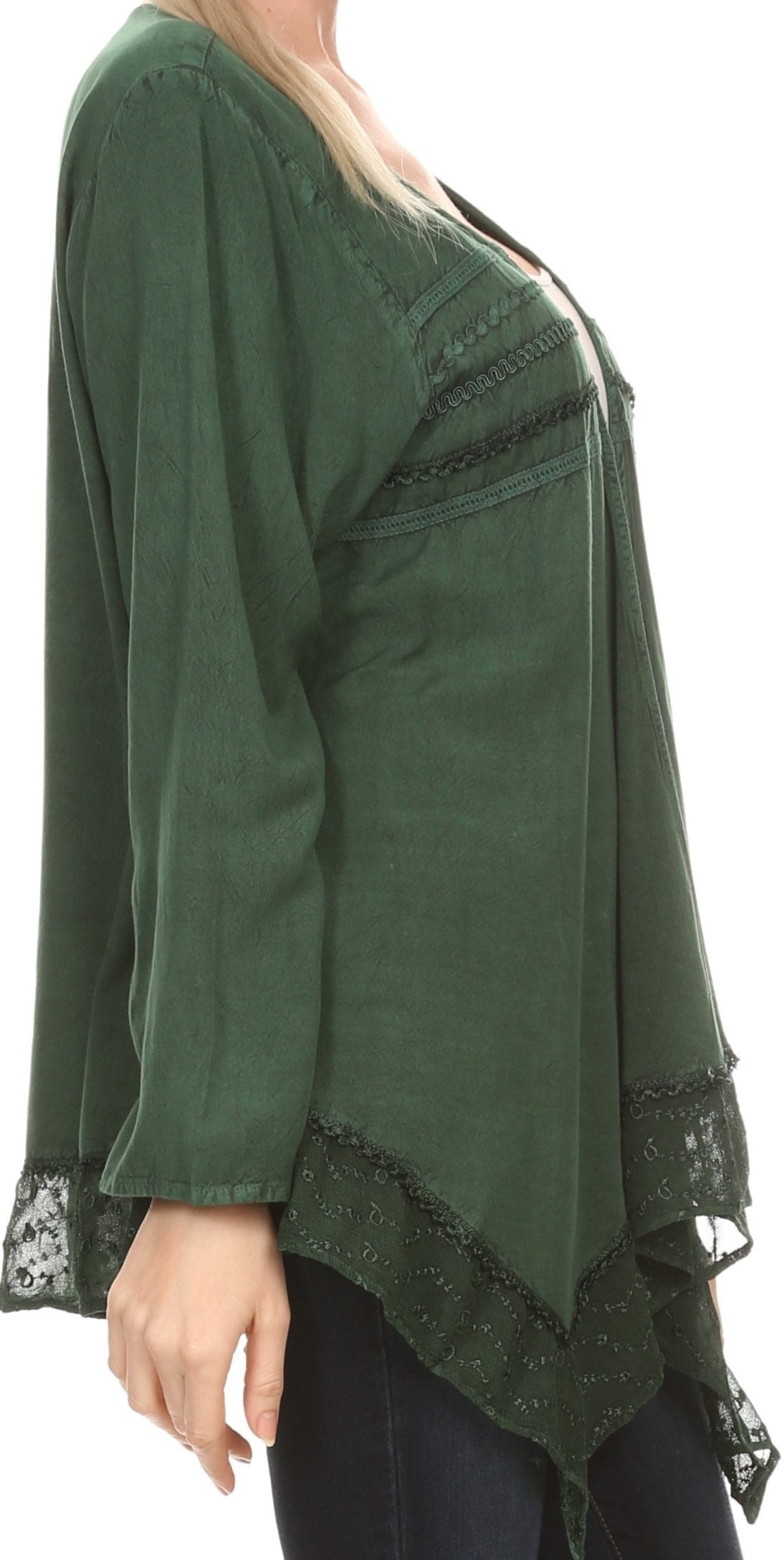 Sakkas Isenia Cardigan Open Front Kimono Long Sleeve Embroidered Top Blouse Lace - Concordia Style Boutique