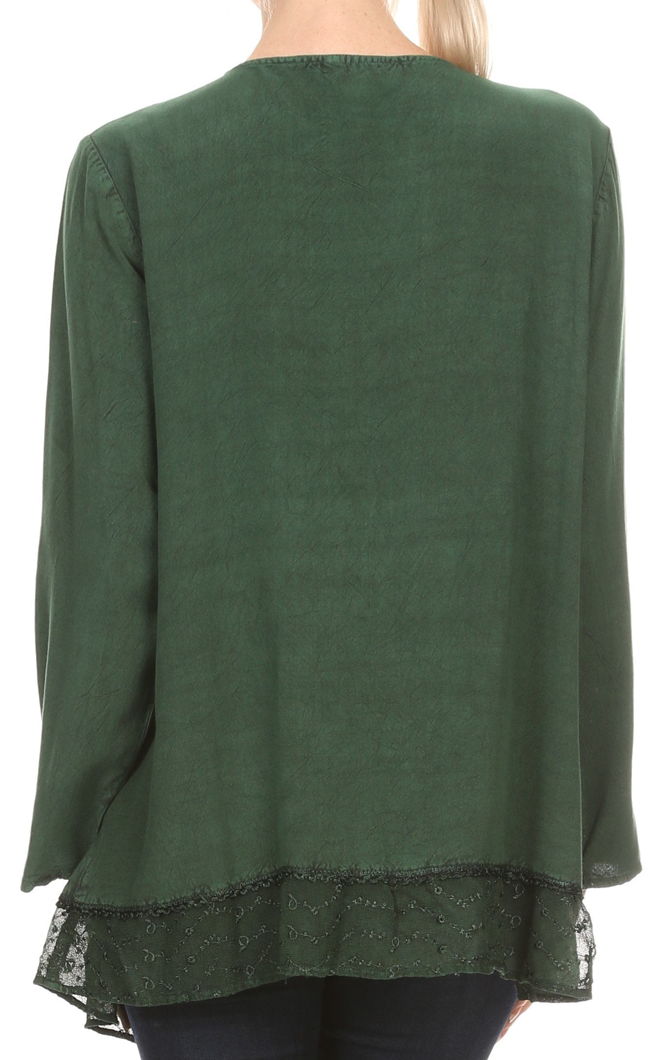 Sakkas Isenia Cardigan Open Front Kimono Long Sleeve Embroidered Top Blouse Lace - Concordia Style Boutique