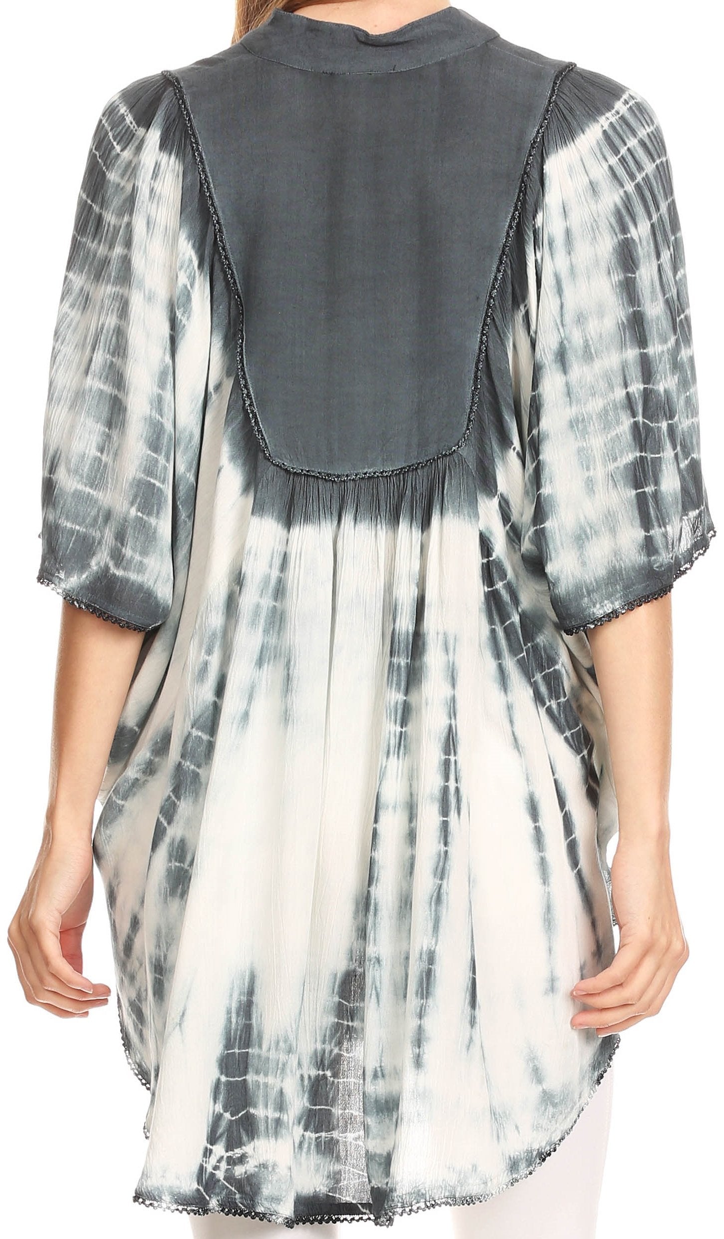 Sakkas Martina Delicate Embroidered Tie Dye Poncho Top / Cover Up - Concordia Style Boutique