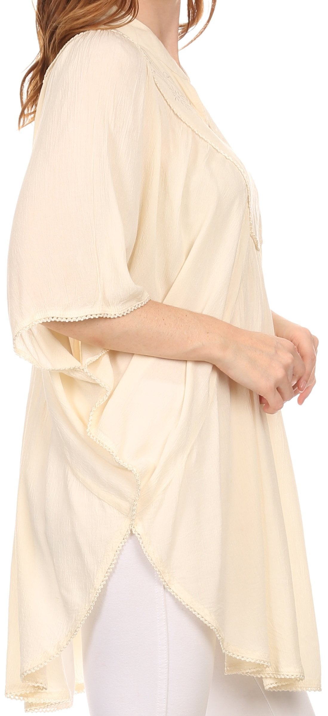 Sakkas Martina Delicate Embroidered Tie Dye Poncho Top / Cover Up - Concordia Style Boutique