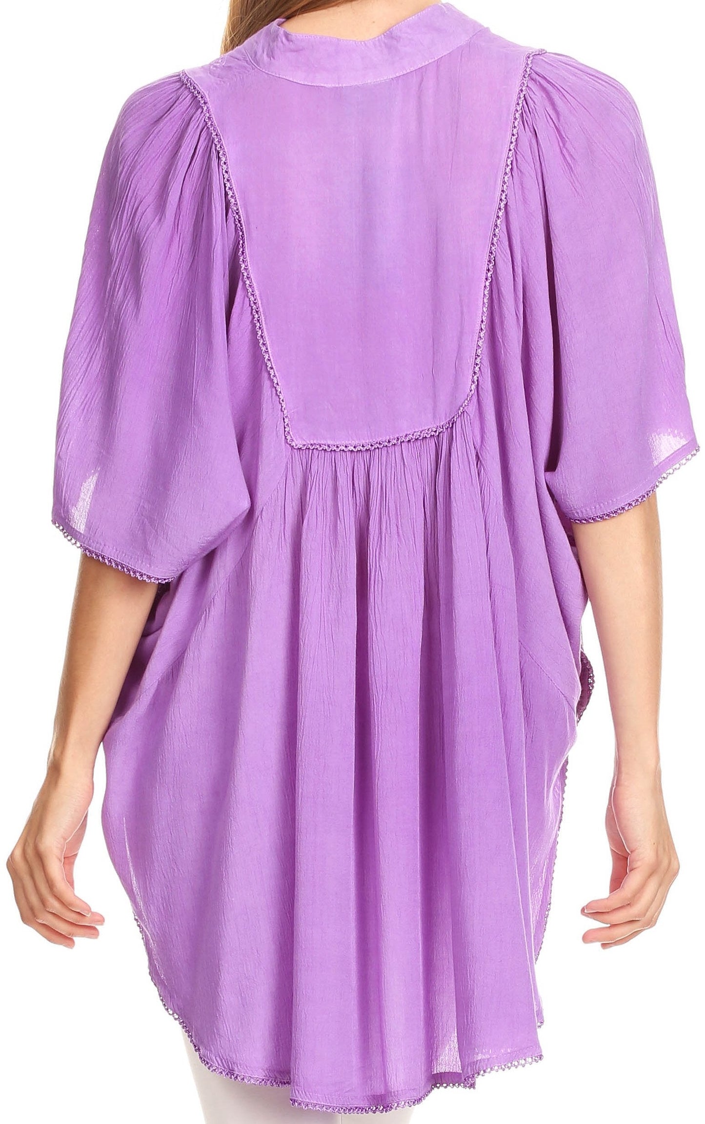 Sakkas Martina Delicate Embroidered Tie Dye Poncho Top / Cover Up - Concordia Style Boutique