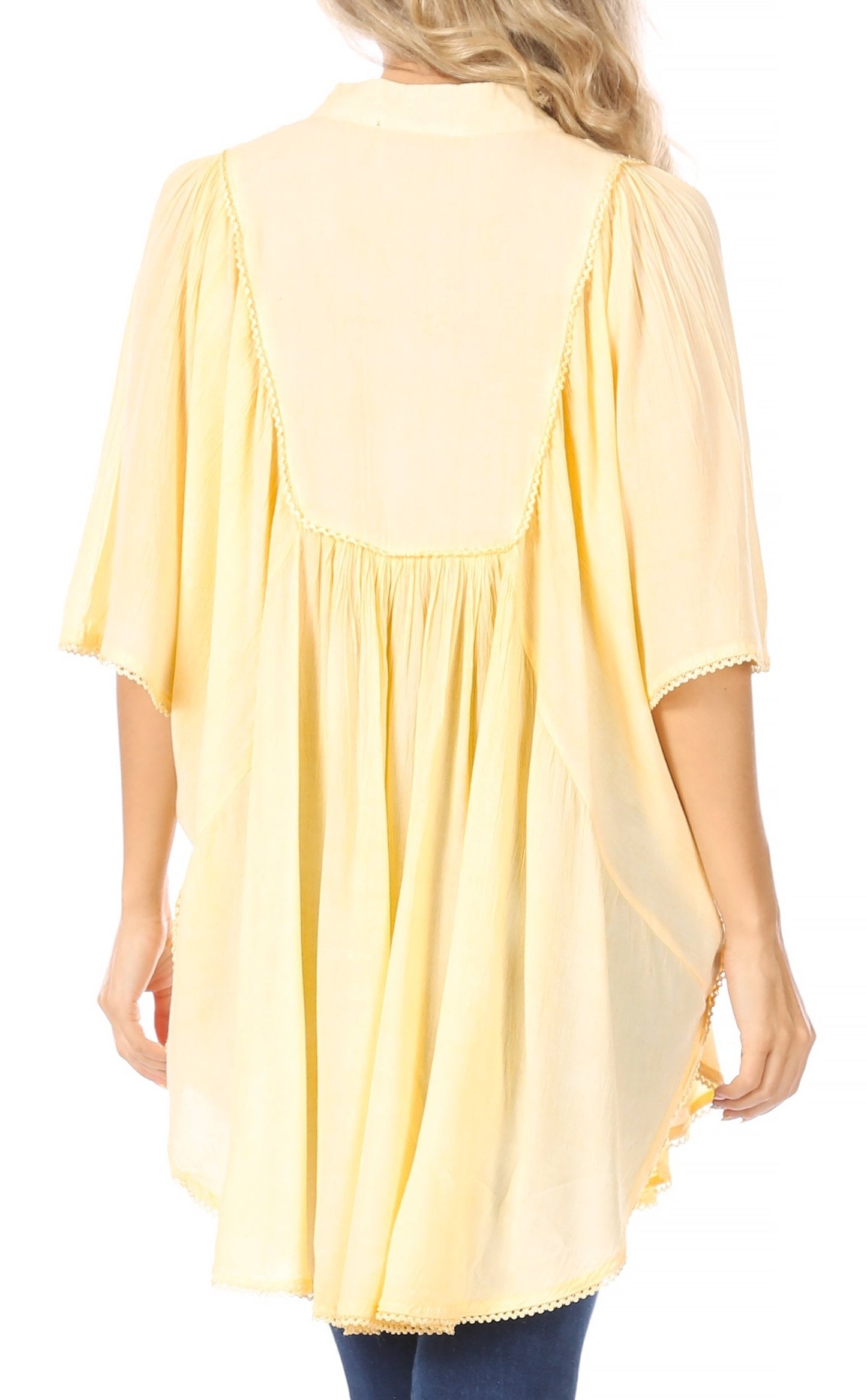 Sakkas Martina Delicate Embroidered Tie Dye Poncho Top / Cover Up - Concordia Style Boutique