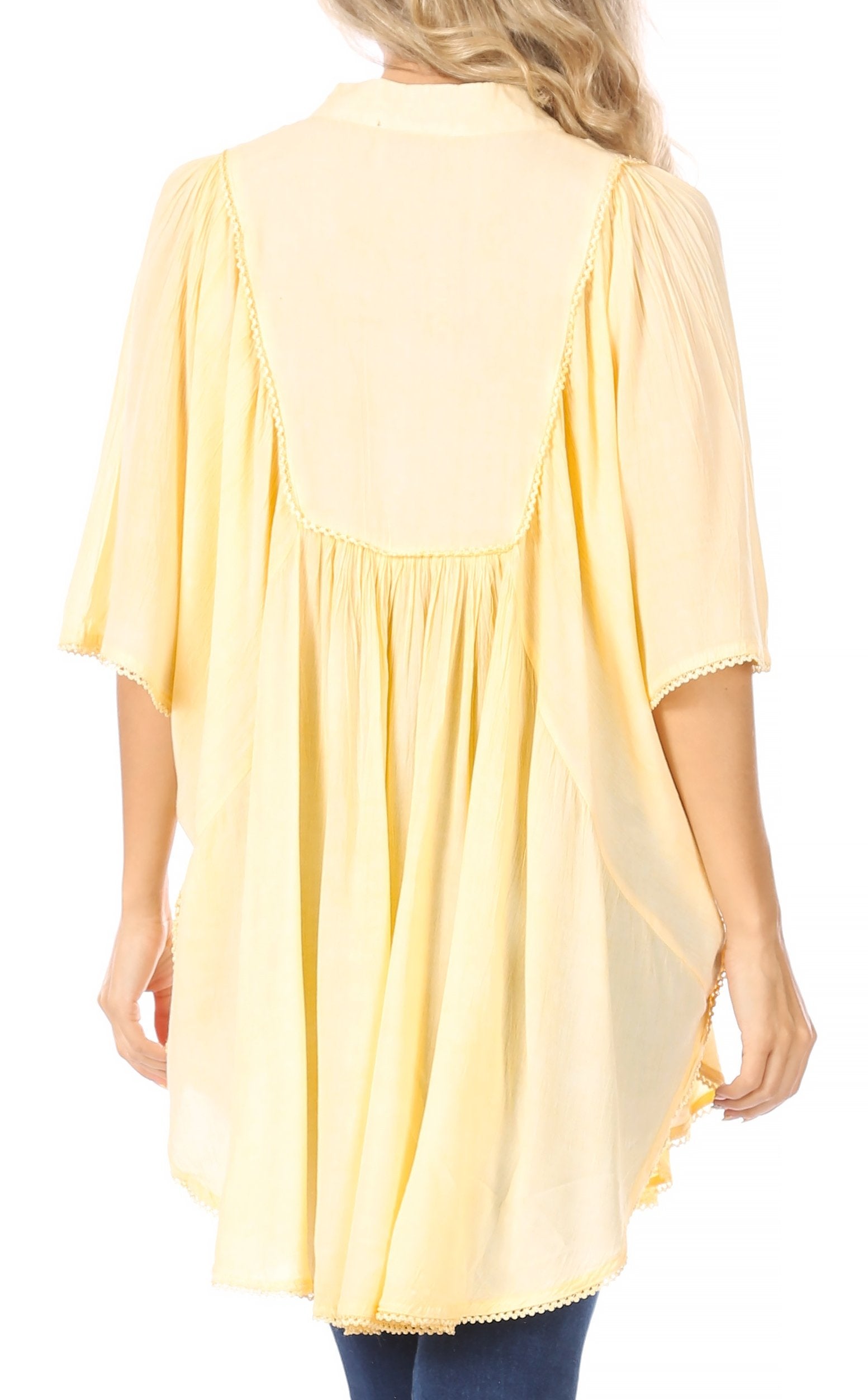 Sakkas Martina Delicate Embroidered Tie Dye Poncho Top / Cover Up - Concordia Style Boutique
