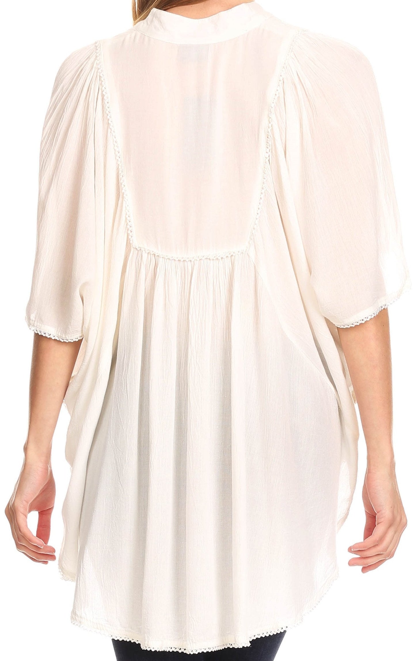 Sakkas Martina Delicate Embroidered Tie Dye Poncho Top / Cover Up - Concordia Style Boutique