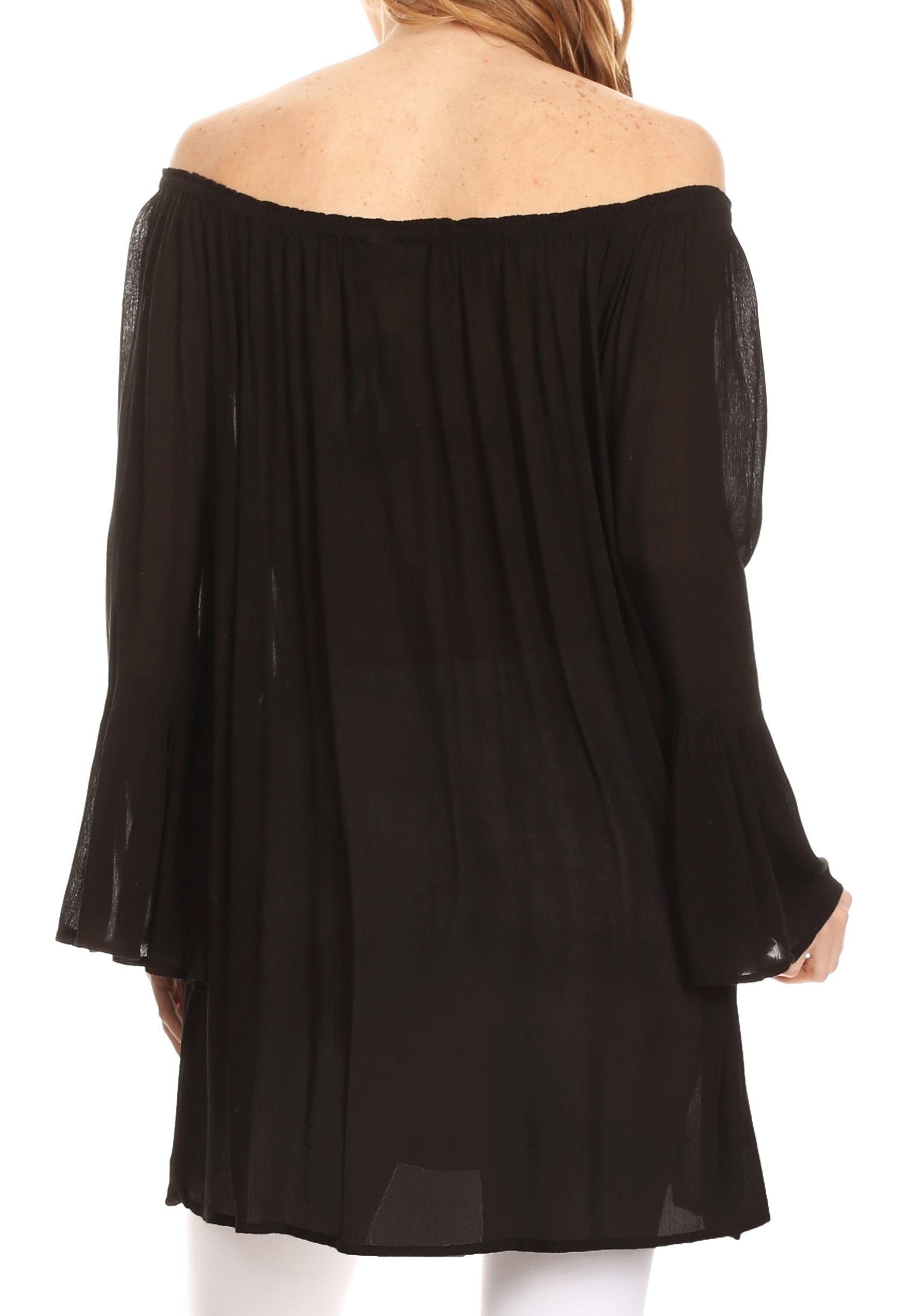 Sakkas Anna Casual Flowy Wide Neck 3/4 Sleeve Light Summer Boho Blouse Top - Concordia Style Boutique