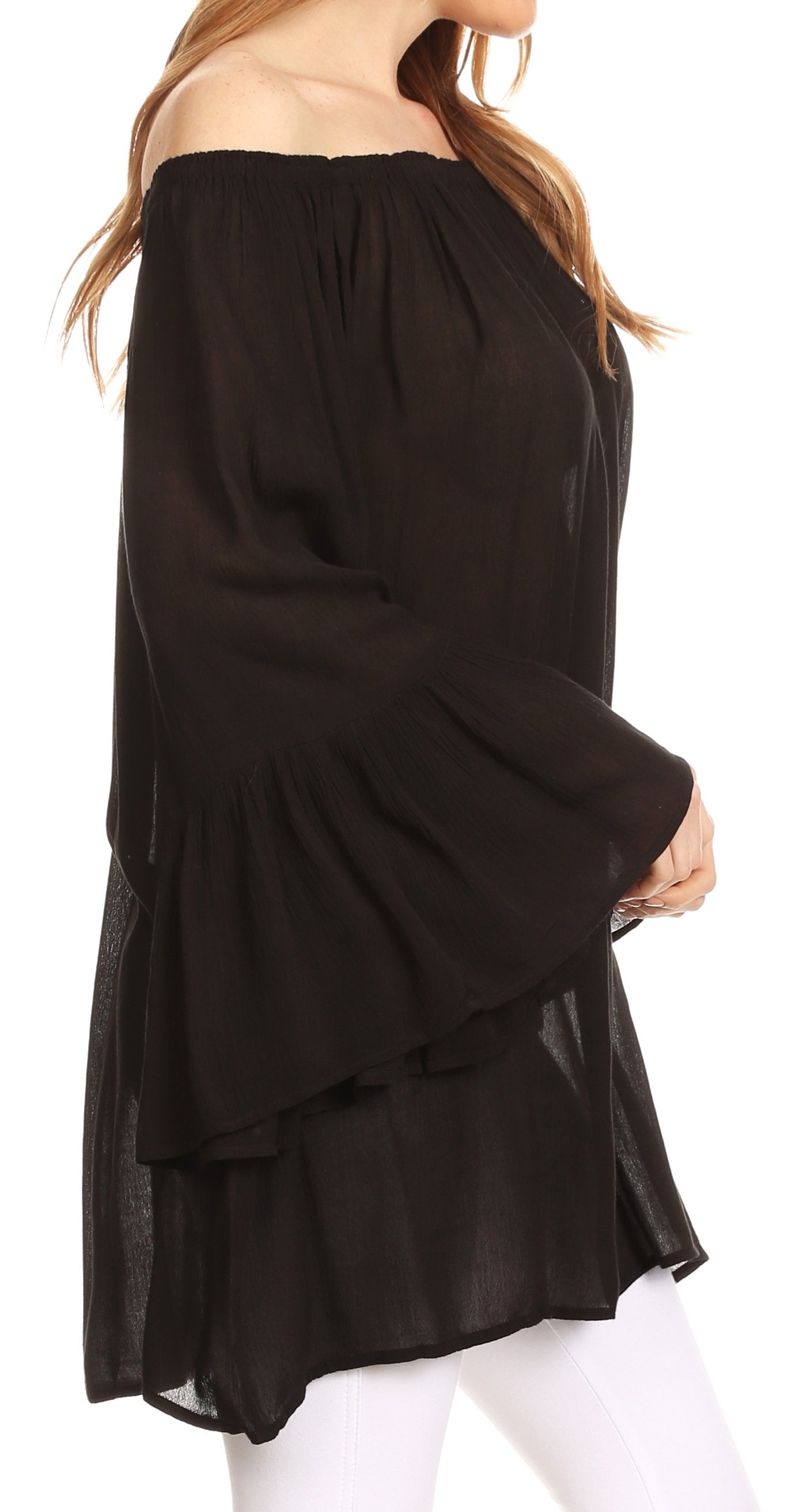 Sakkas Anna Casual Flowy Wide Neck 3/4 Sleeve Light Summer Boho Blouse Top - Concordia Style Boutique