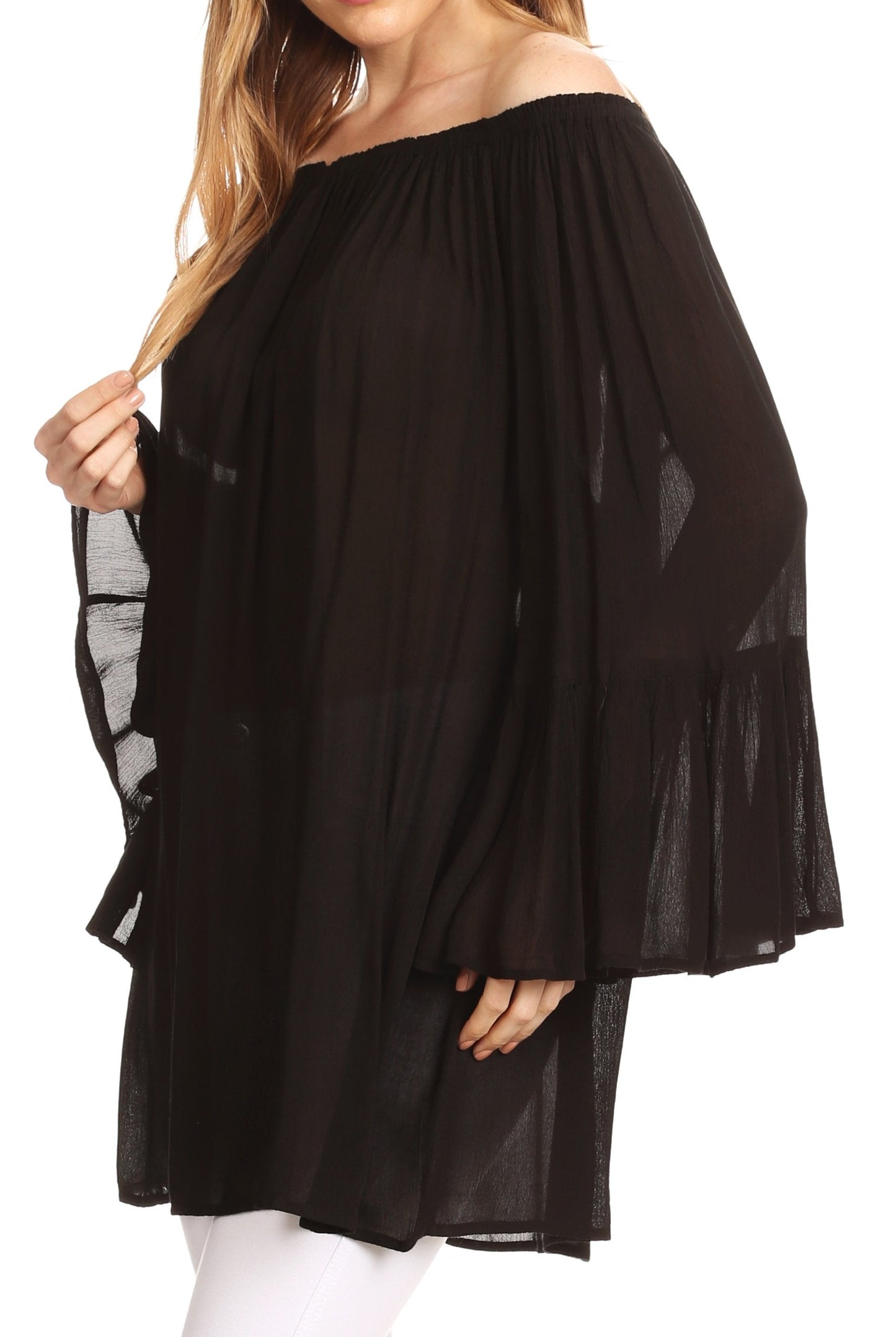 Sakkas Anna Casual Flowy Wide Neck 3/4 Sleeve Light Summer Boho Blouse Top - Concordia Style Boutique