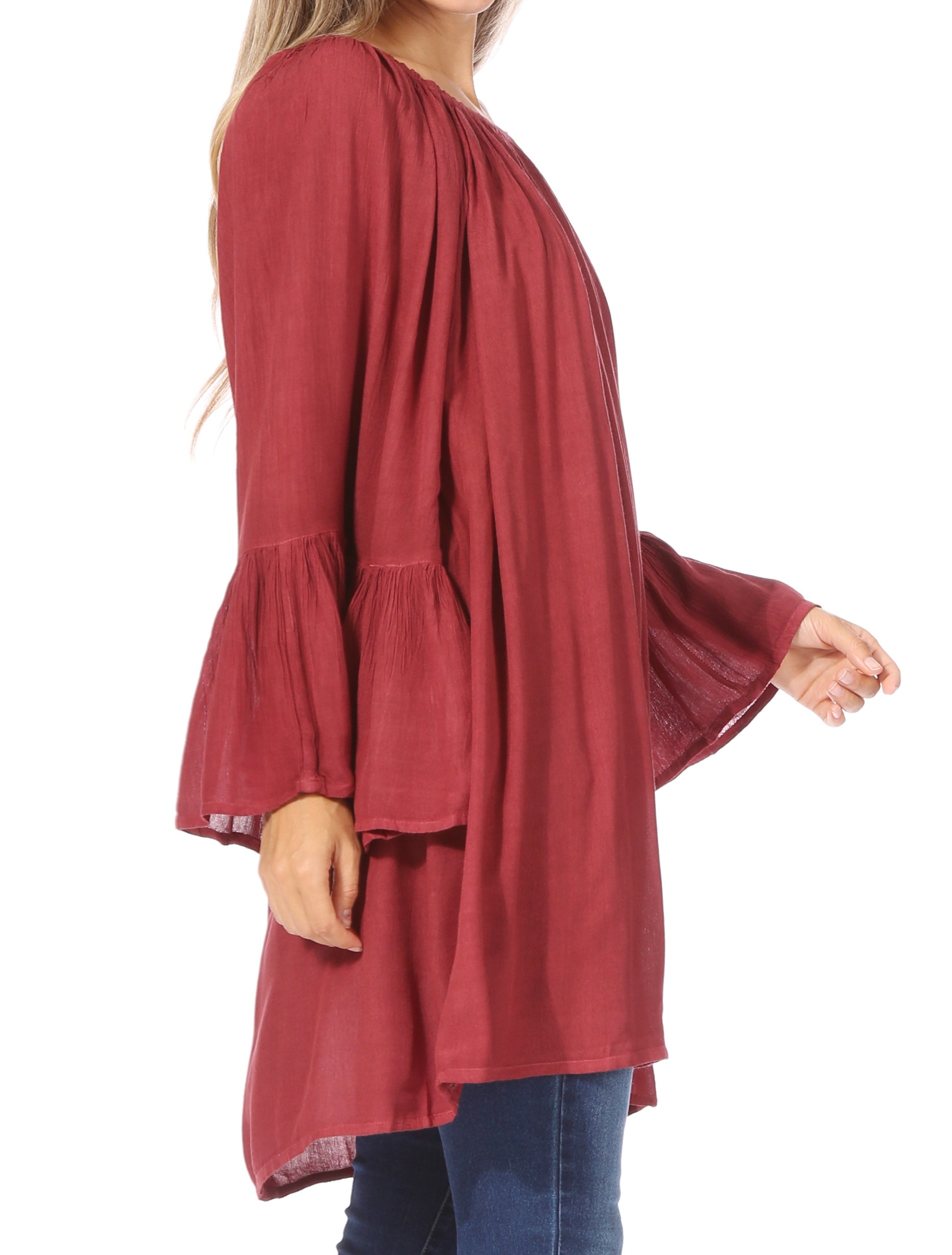 Sakkas Anna Casual Flowy Wide Neck 3/4 Sleeve Light Summer Boho Blouse Top - Concordia Style Boutique