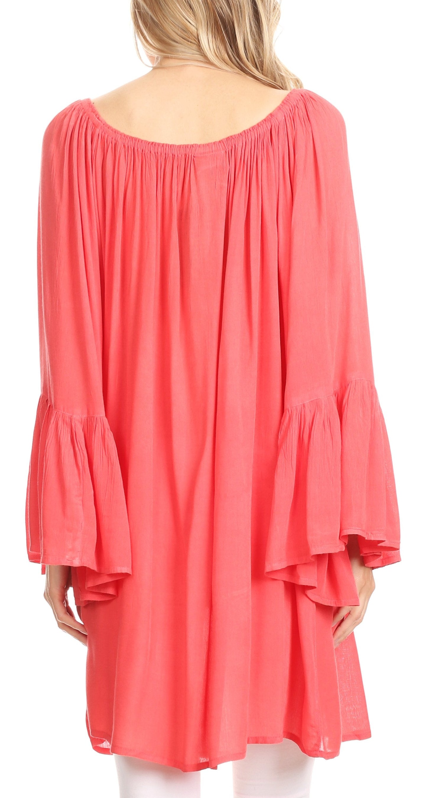 Sakkas Anna Casual Flowy Wide Neck 3/4 Sleeve Light Summer Boho Blouse Top - Concordia Style Boutique