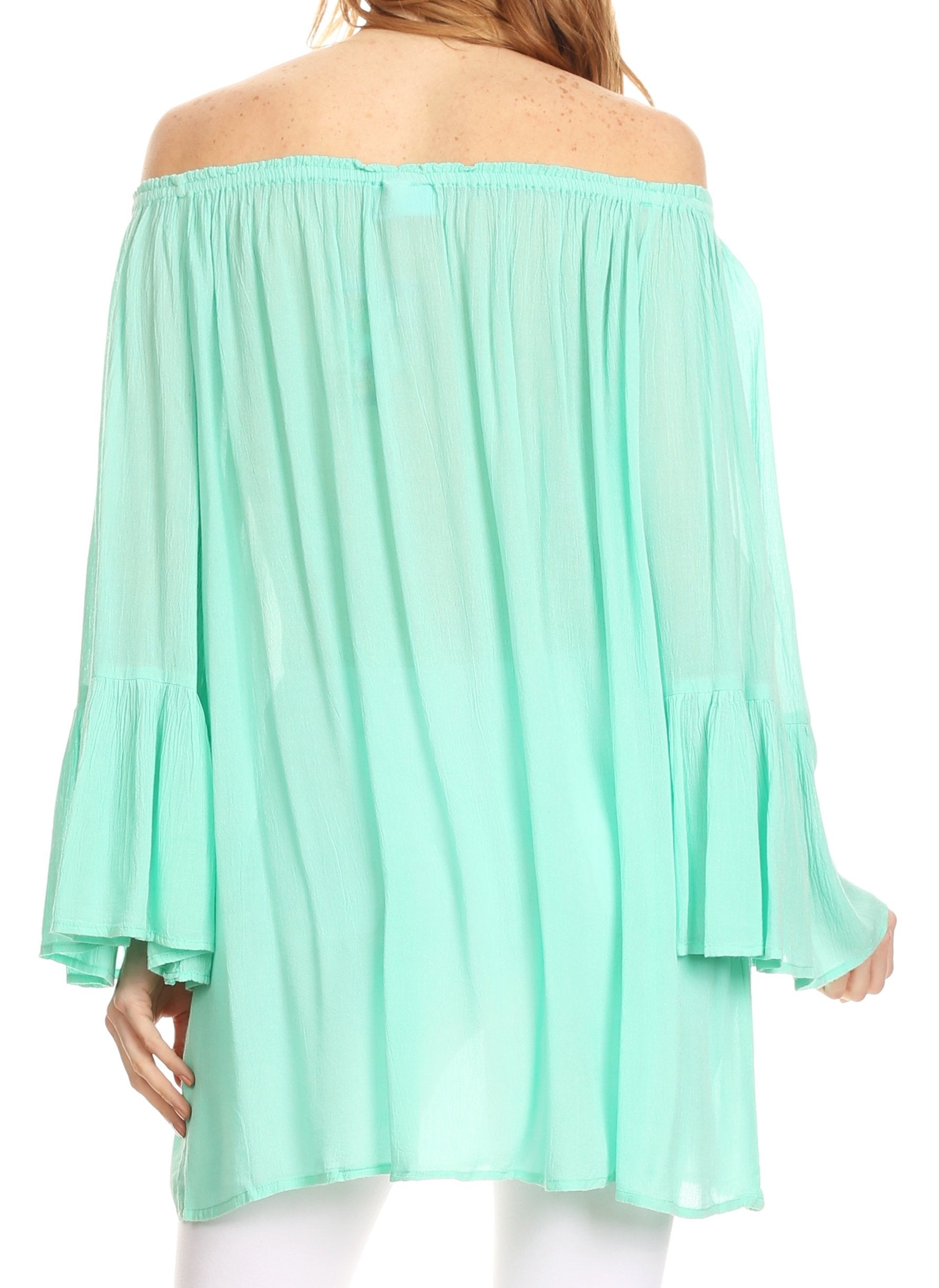 Sakkas Anna Casual Flowy Wide Neck 3/4 Sleeve Light Summer Boho Blouse Top - Concordia Style Boutique