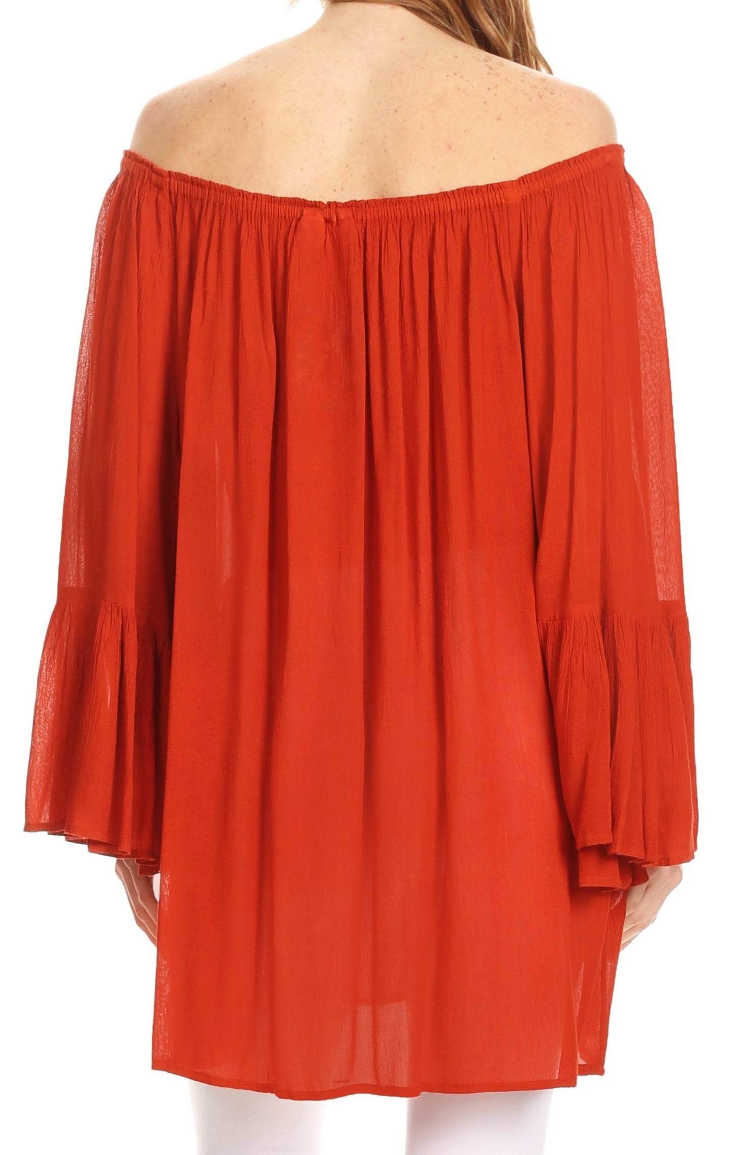 Sakkas Anna Casual Flowy Wide Neck 3/4 Sleeve Light Summer Boho Blouse Top - Concordia Style Boutique