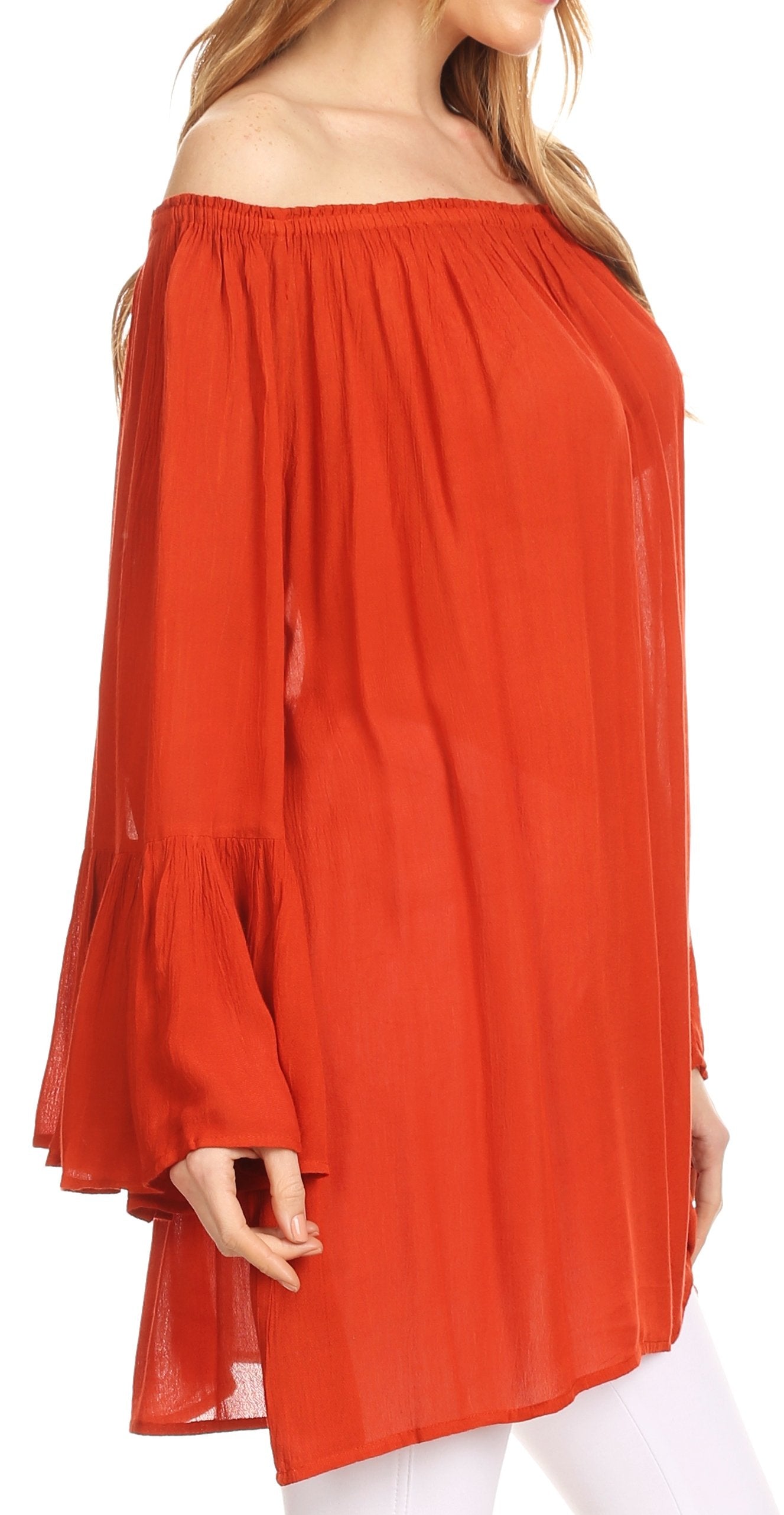 Sakkas Anna Casual Flowy Wide Neck 3/4 Sleeve Light Summer Boho Blouse Top - Concordia Style Boutique