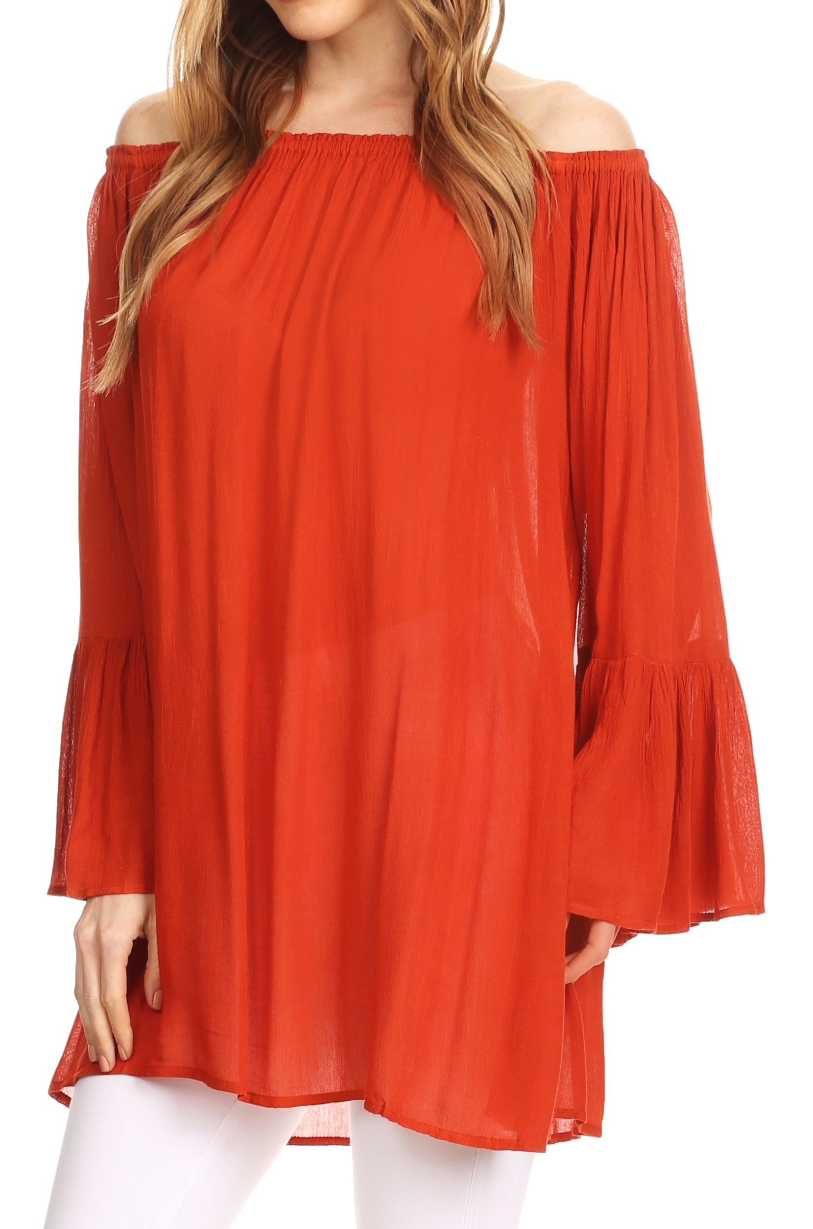 Sakkas Anna Casual Flowy Wide Neck 3/4 Sleeve Light Summer Boho Blouse Top - Concordia Style Boutique