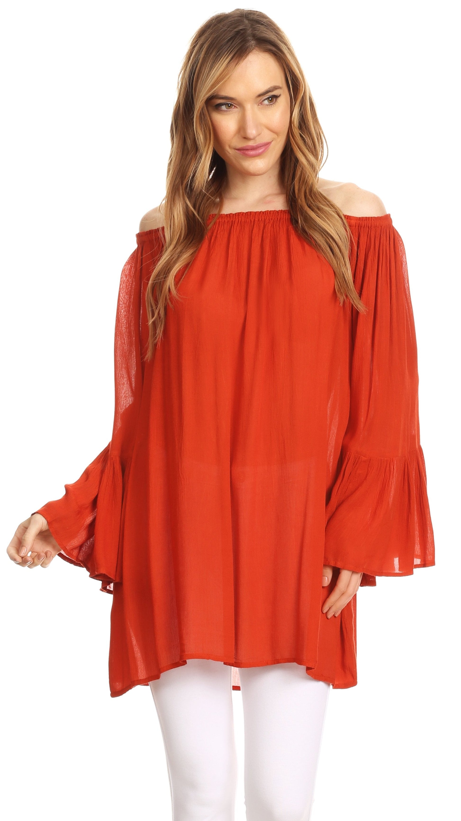 Sakkas Anna Casual Flowy Wide Neck 3/4 Sleeve Light Summer Boho Blouse Top - Concordia Style Boutique