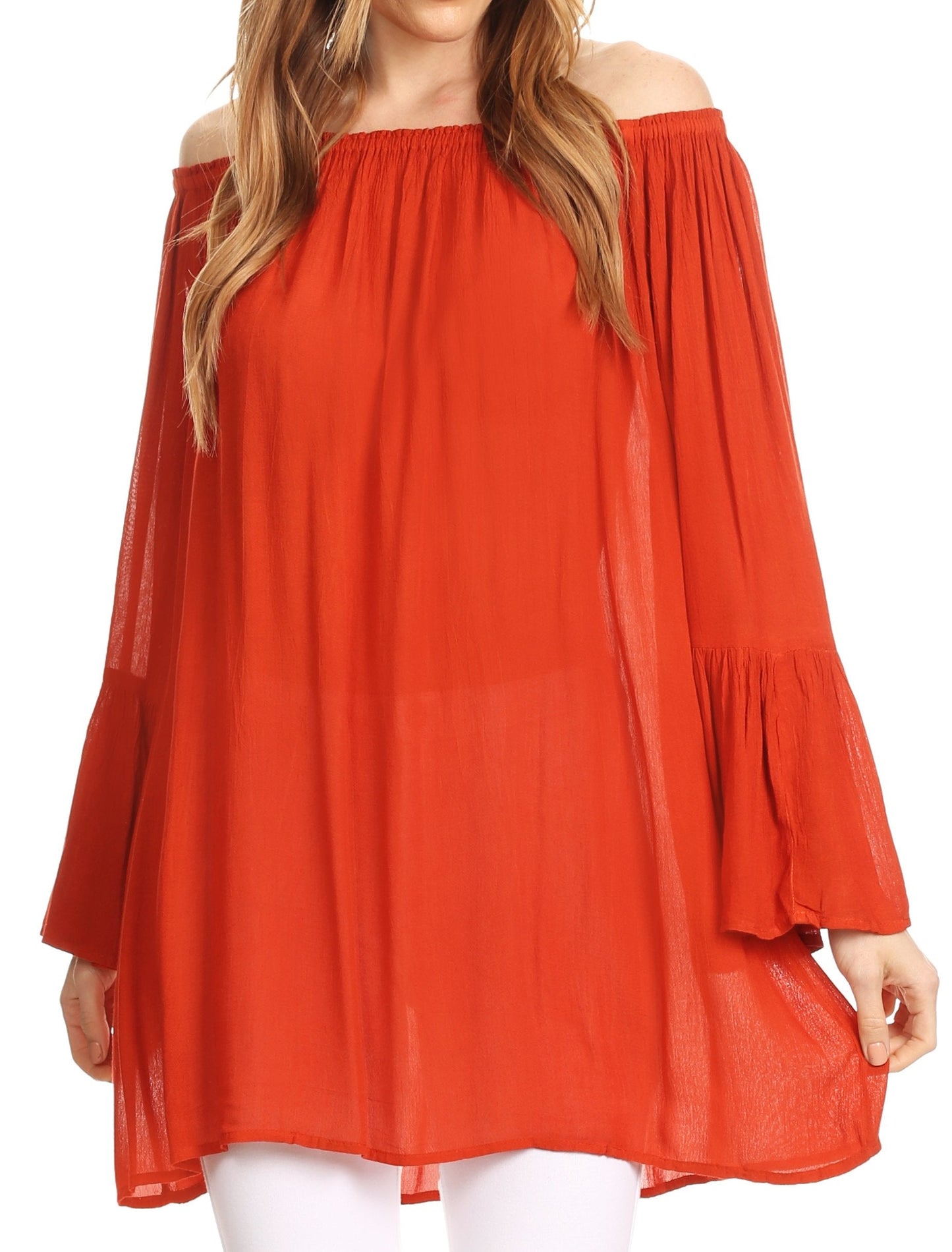 Sakkas Anna Casual Flowy Wide Neck 3/4 Sleeve Light Summer Boho Blouse Top - Concordia Style Boutique