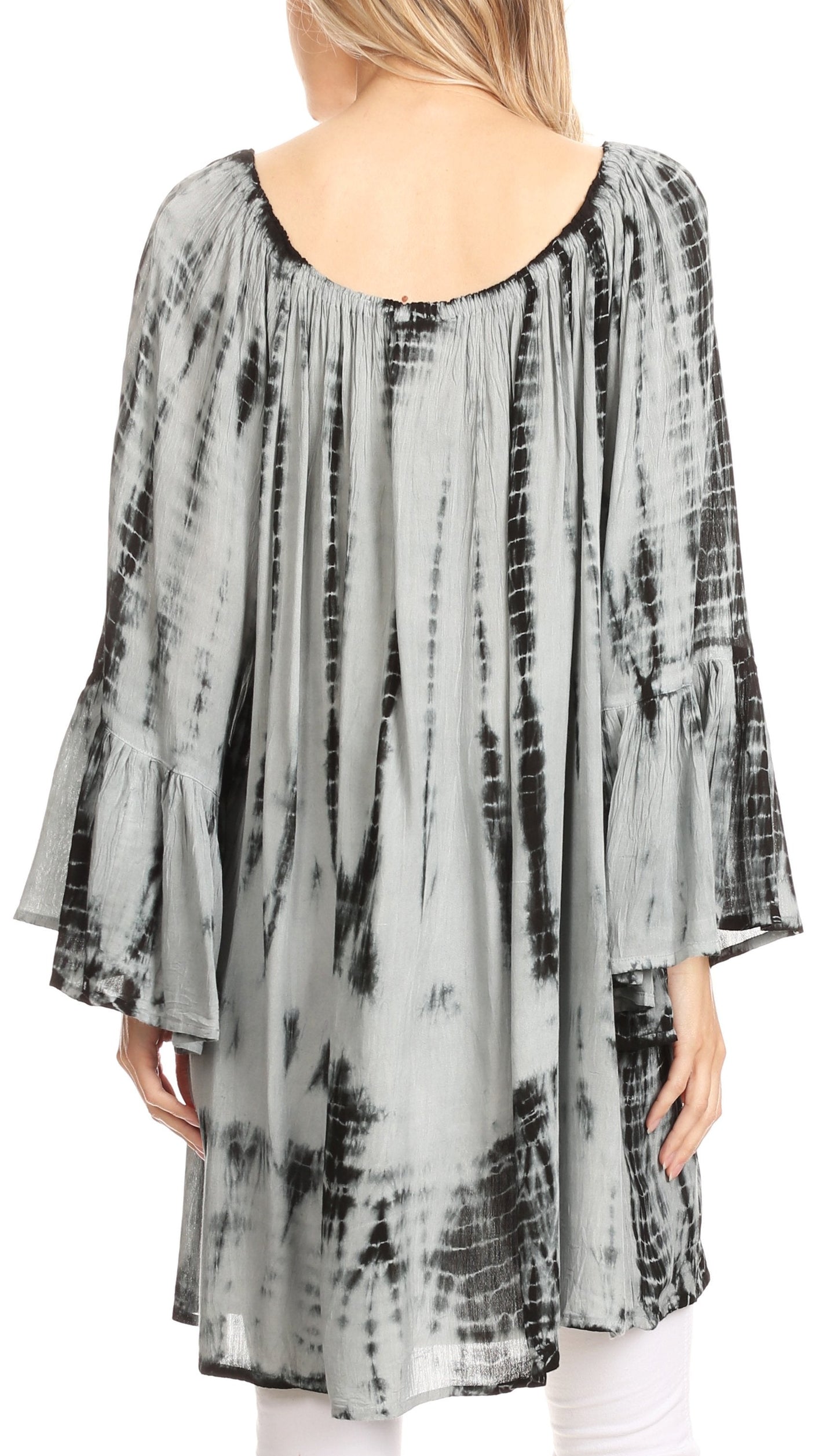 Sakkas Anna Casual Flowy Wide Neck 3/4 Sleeve Light Summer Boho Blouse Top - Concordia Style Boutique