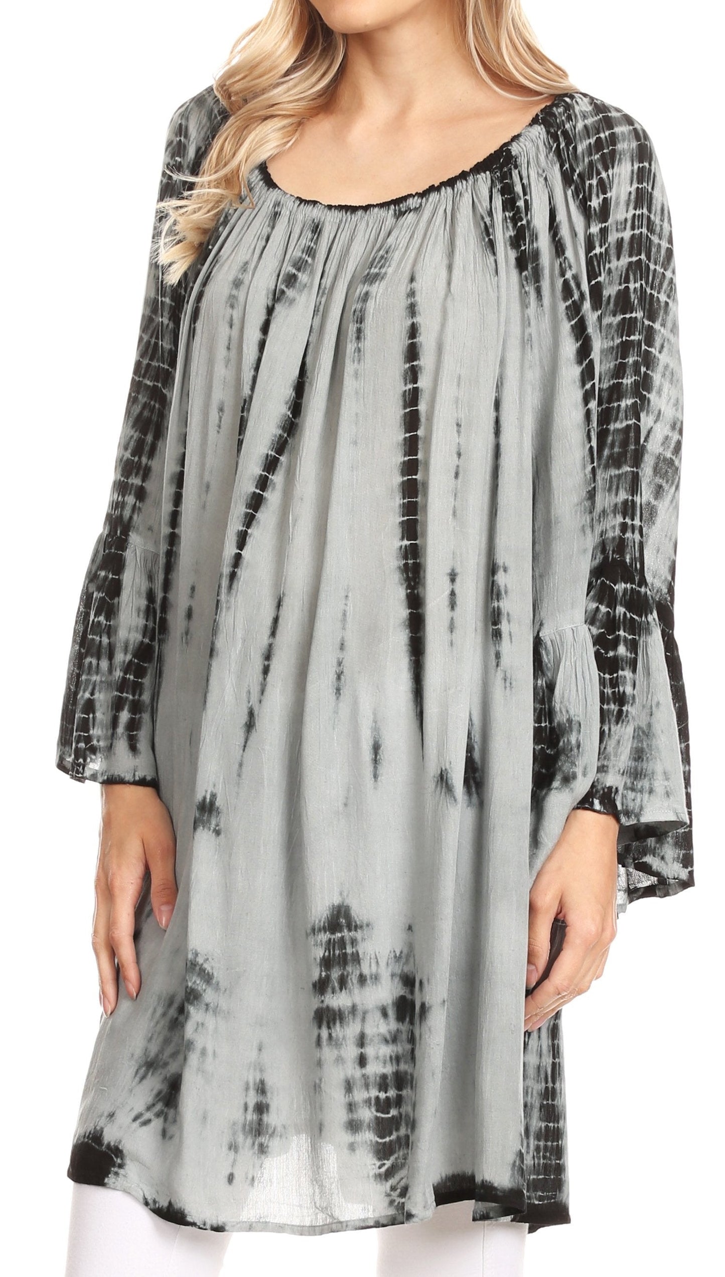 Sakkas Anna Casual Flowy Wide Neck 3/4 Sleeve Light Summer Boho Blouse Top - Concordia Style Boutique