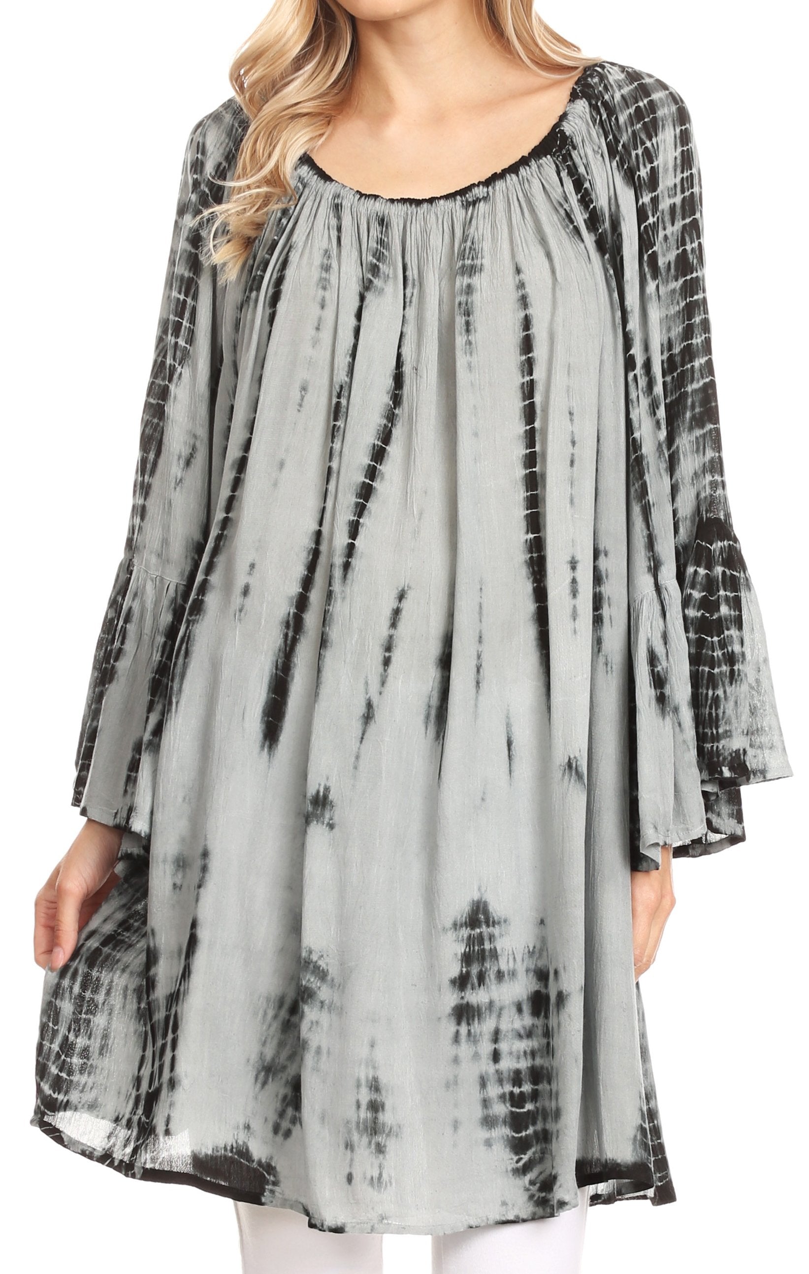 Sakkas Anna Casual Flowy Wide Neck 3/4 Sleeve Light Summer Boho Blouse Top - Concordia Style Boutique