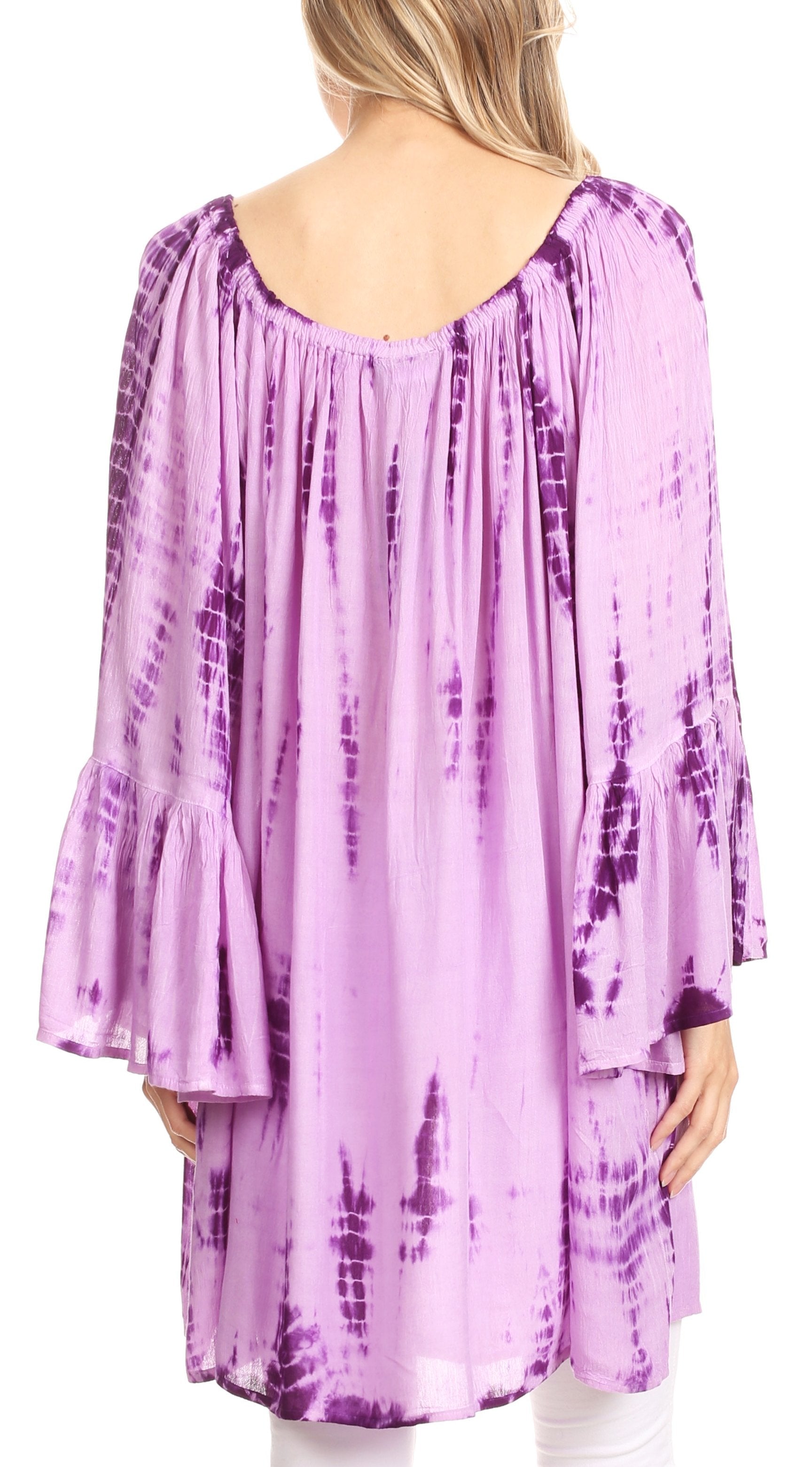 Sakkas Anna Casual Flowy Wide Neck 3/4 Sleeve Light Summer Boho Blouse Top - Concordia Style Boutique