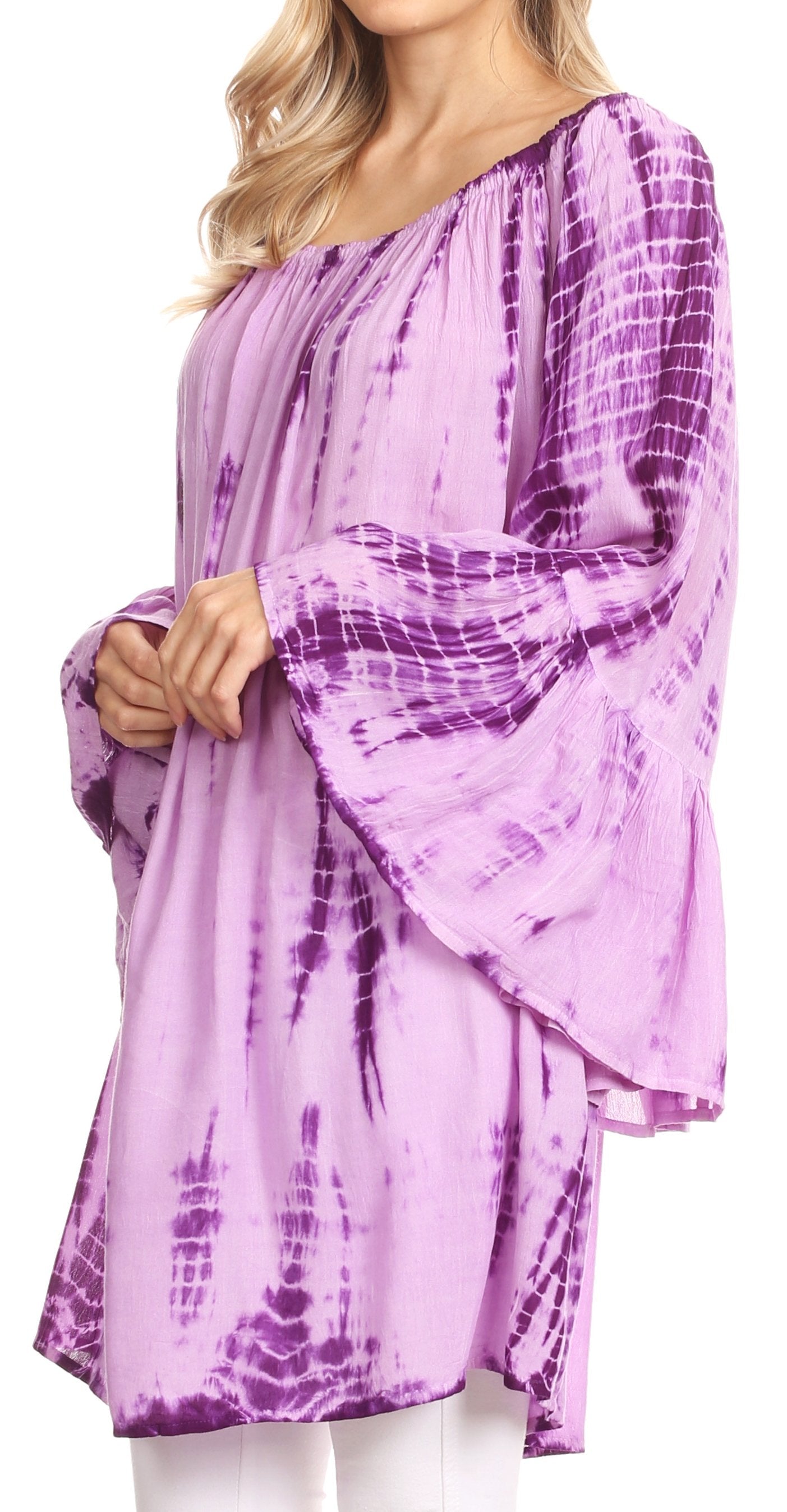 Sakkas Anna Casual Flowy Wide Neck 3/4 Sleeve Light Summer Boho Blouse Top - Concordia Style Boutique