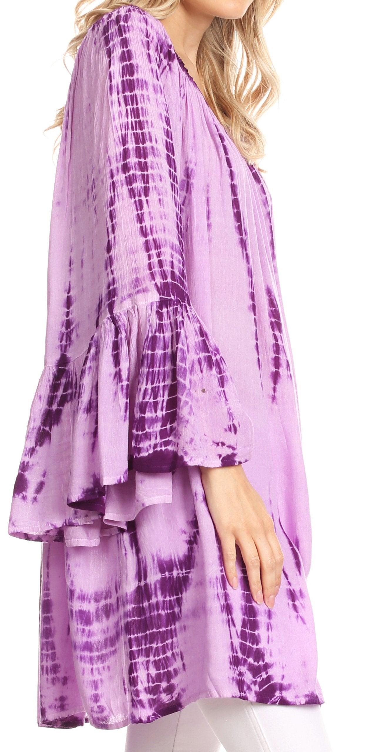 Sakkas Anna Casual Flowy Wide Neck 3/4 Sleeve Light Summer Boho Blouse Top - Concordia Style Boutique