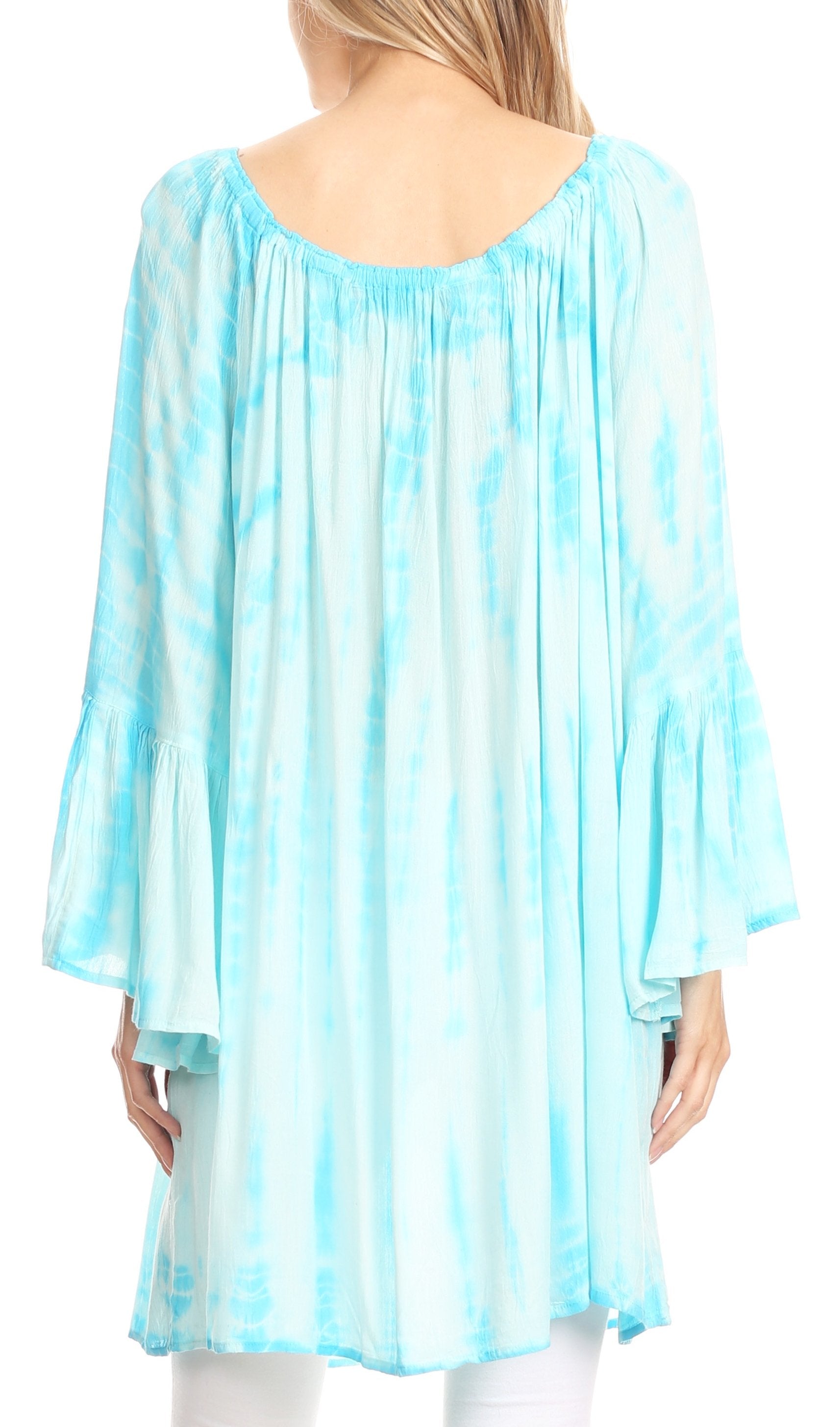 Sakkas Anna Casual Flowy Wide Neck 3/4 Sleeve Light Summer Boho Blouse Top - Concordia Style Boutique