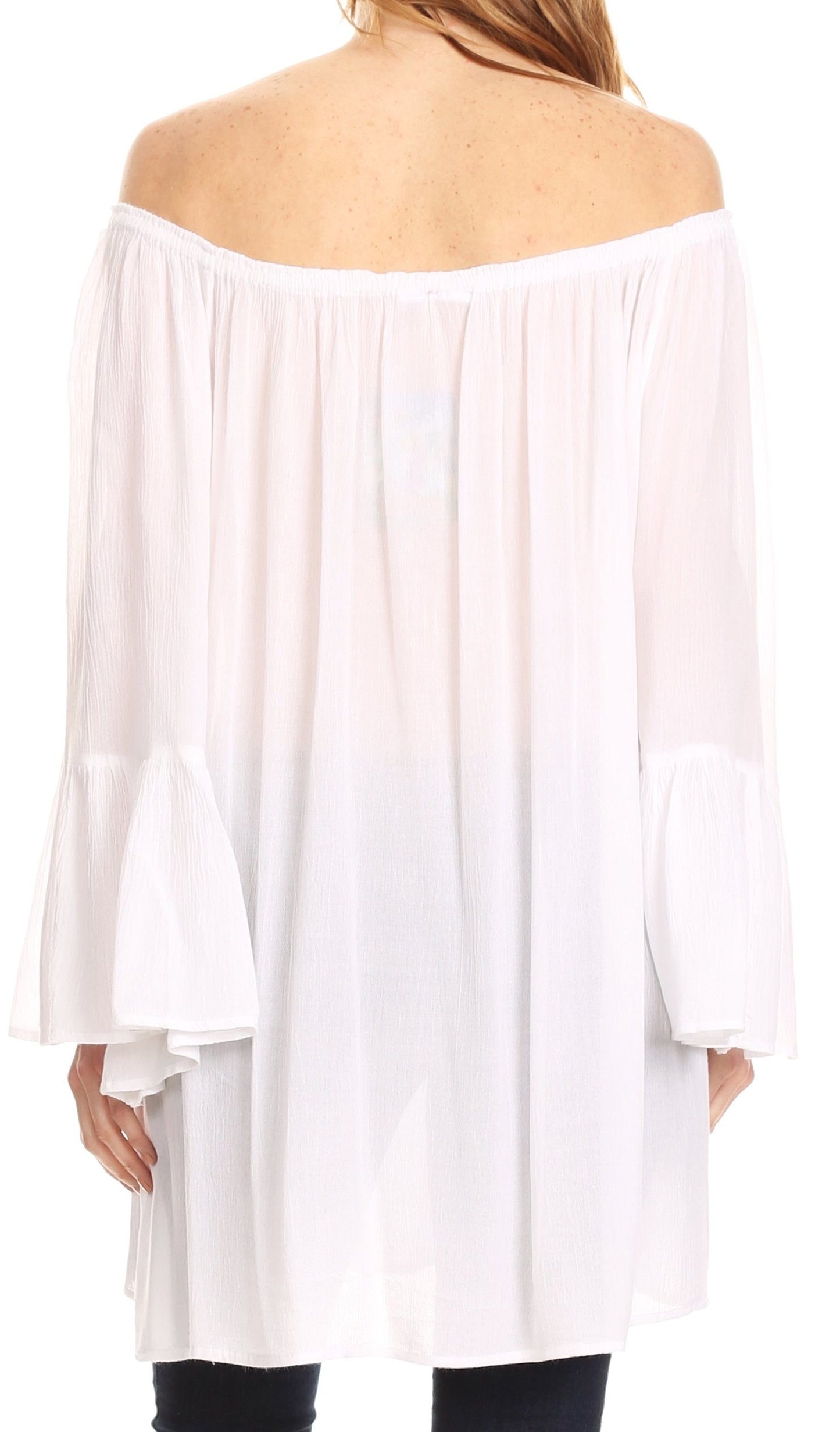 Sakkas Anna Casual Flowy Wide Neck 3/4 Sleeve Light Summer Boho Blouse Top - Concordia Style Boutique